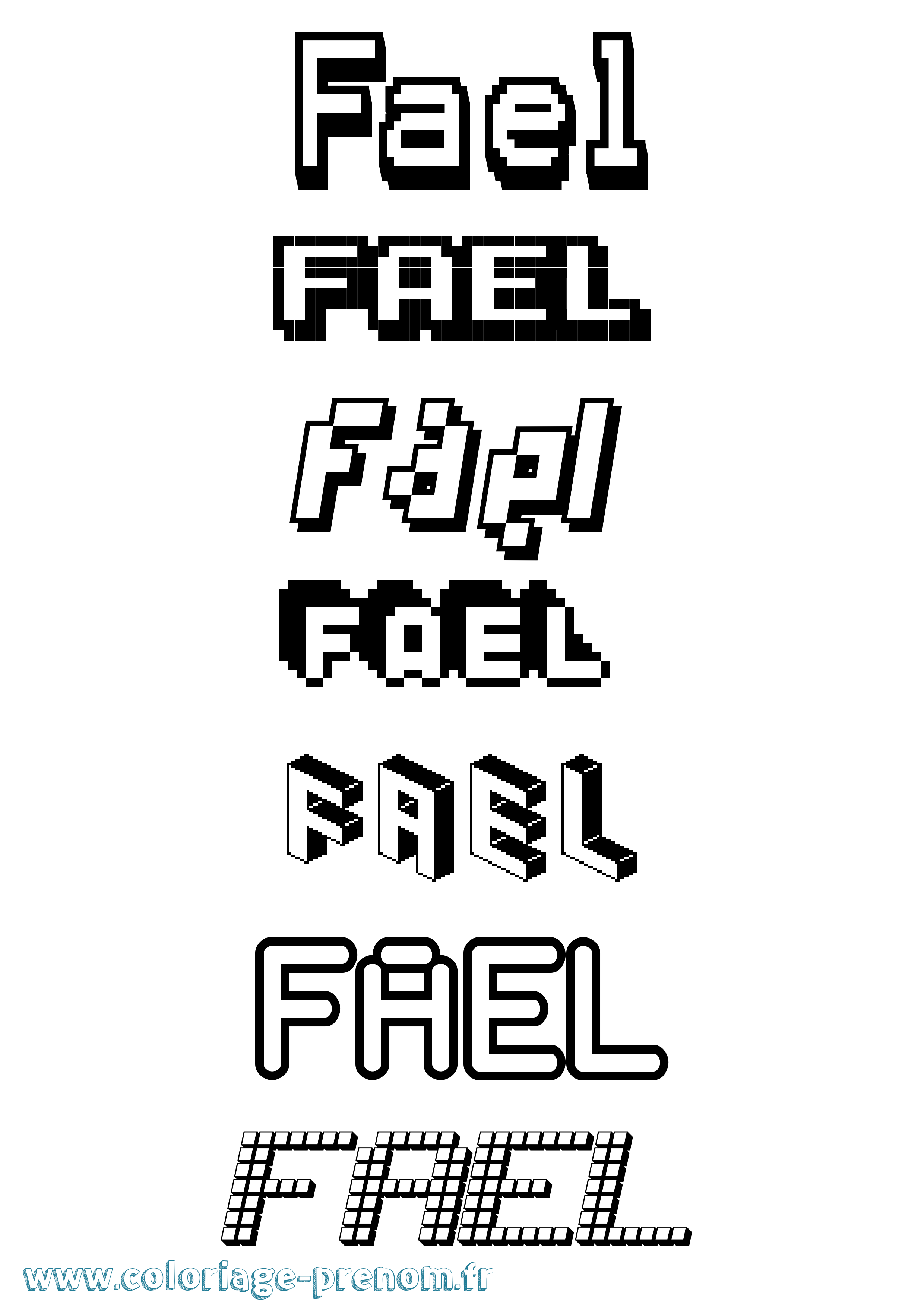 Coloriage Fael Pixel Coloriage prénom Fael Pixel