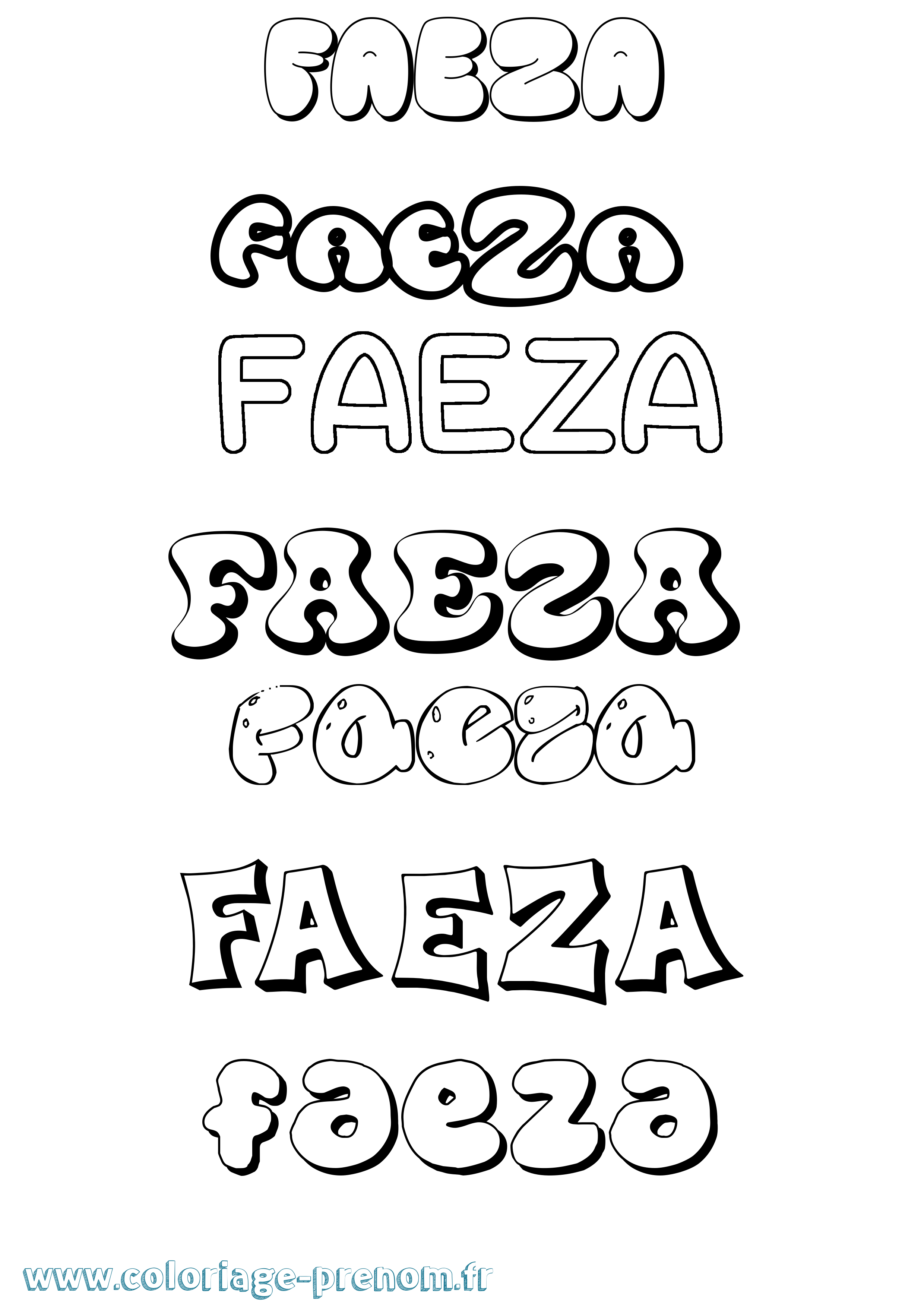 Coloriage Faeza Bubble Coloriage prénom Faeza Bubble