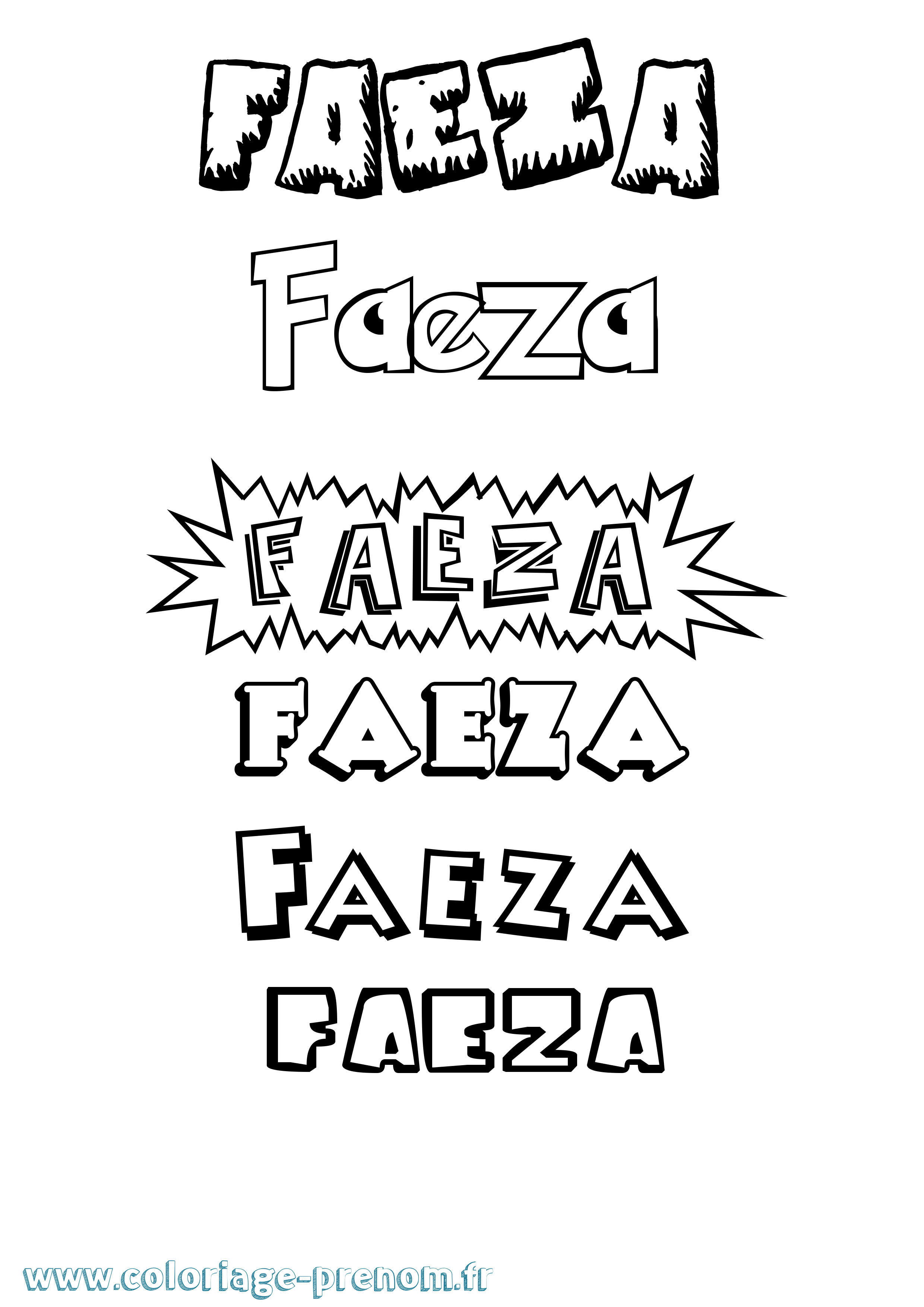Coloriage Faeza Dessin Animé Coloriage prénom Faeza Dessin Animé