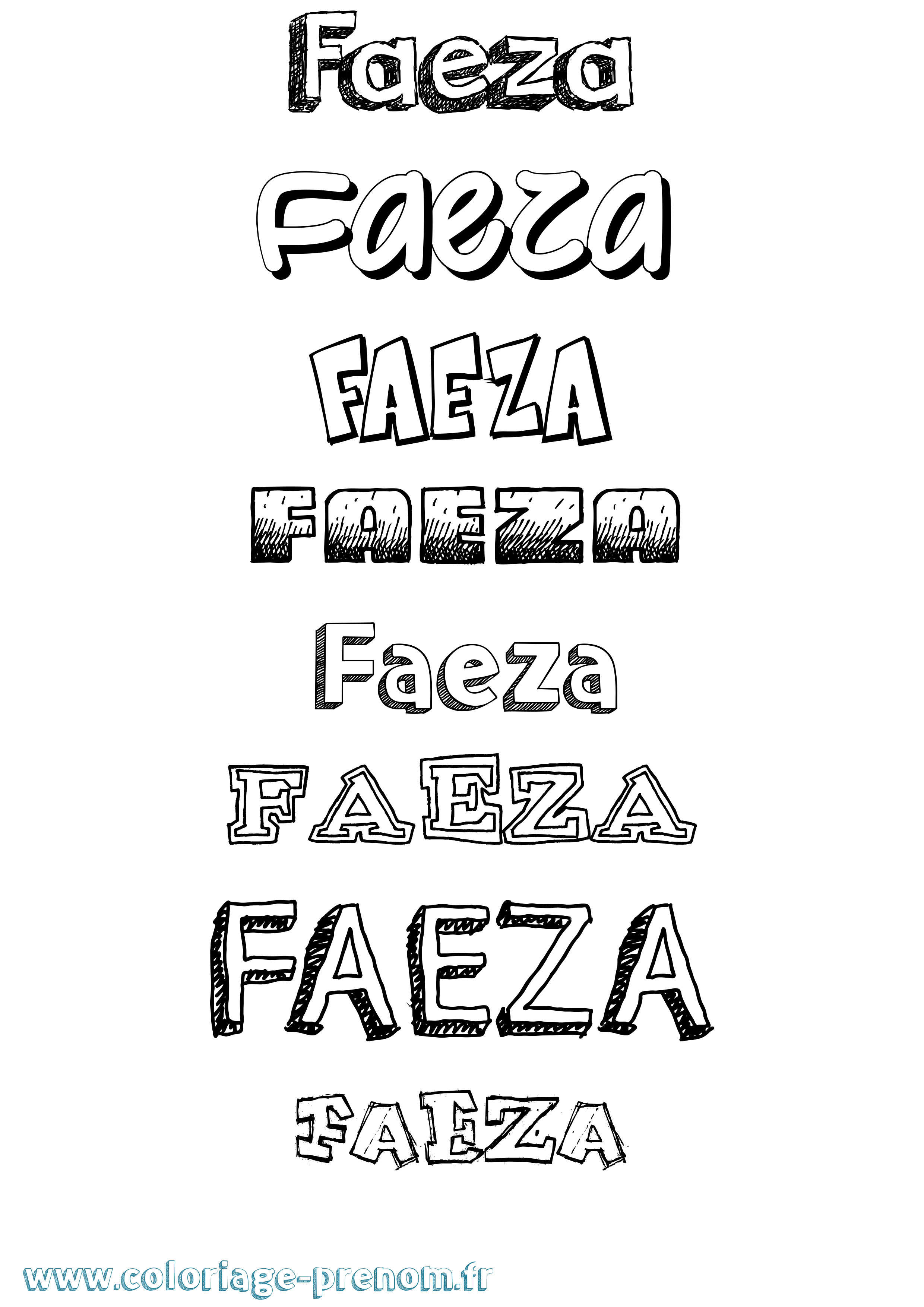 Coloriage Faeza Dessiné Coloriage prénom Faeza Dessiné