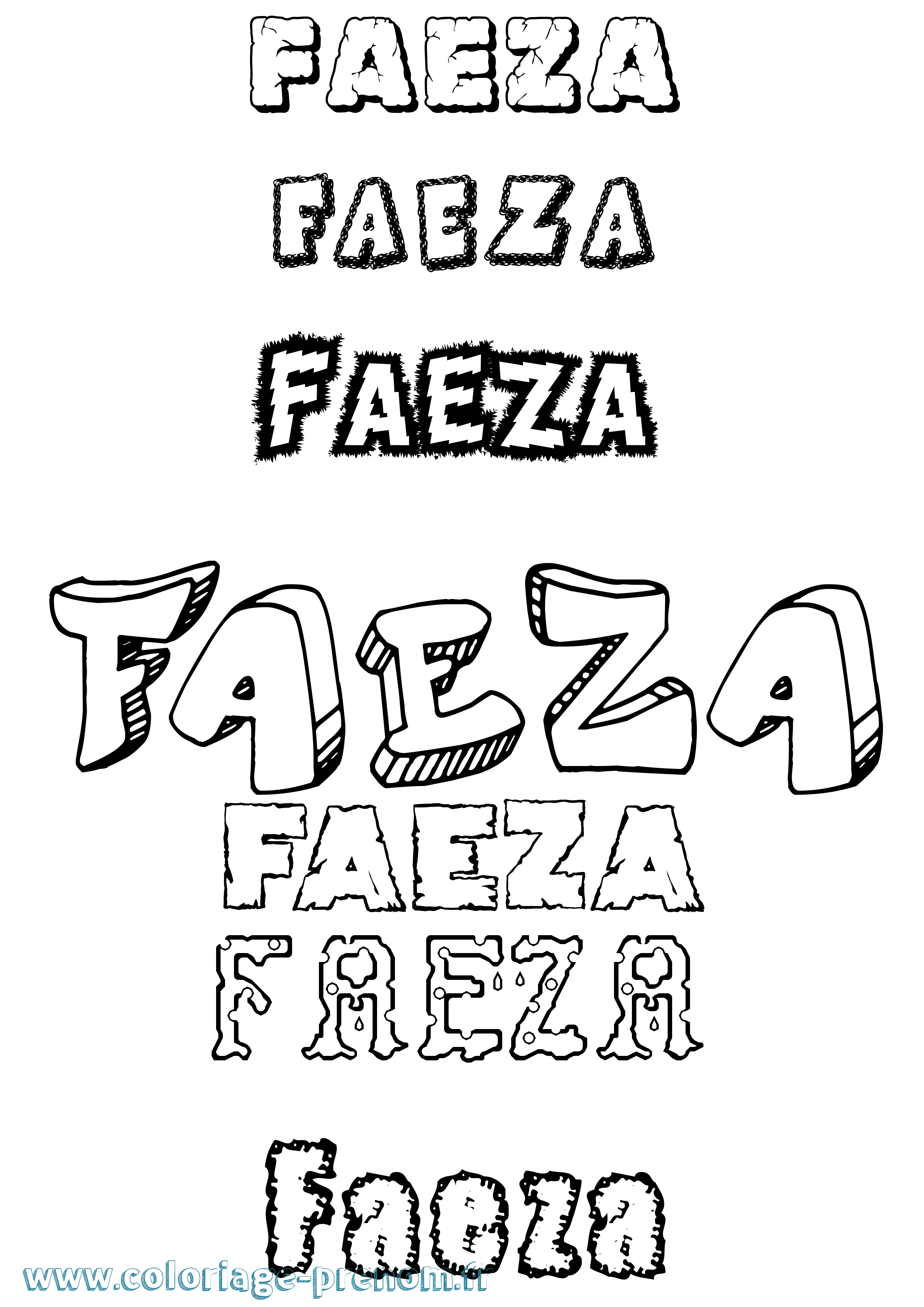 Coloriage Faeza Destructuré Coloriage prénom Faeza Destructuré