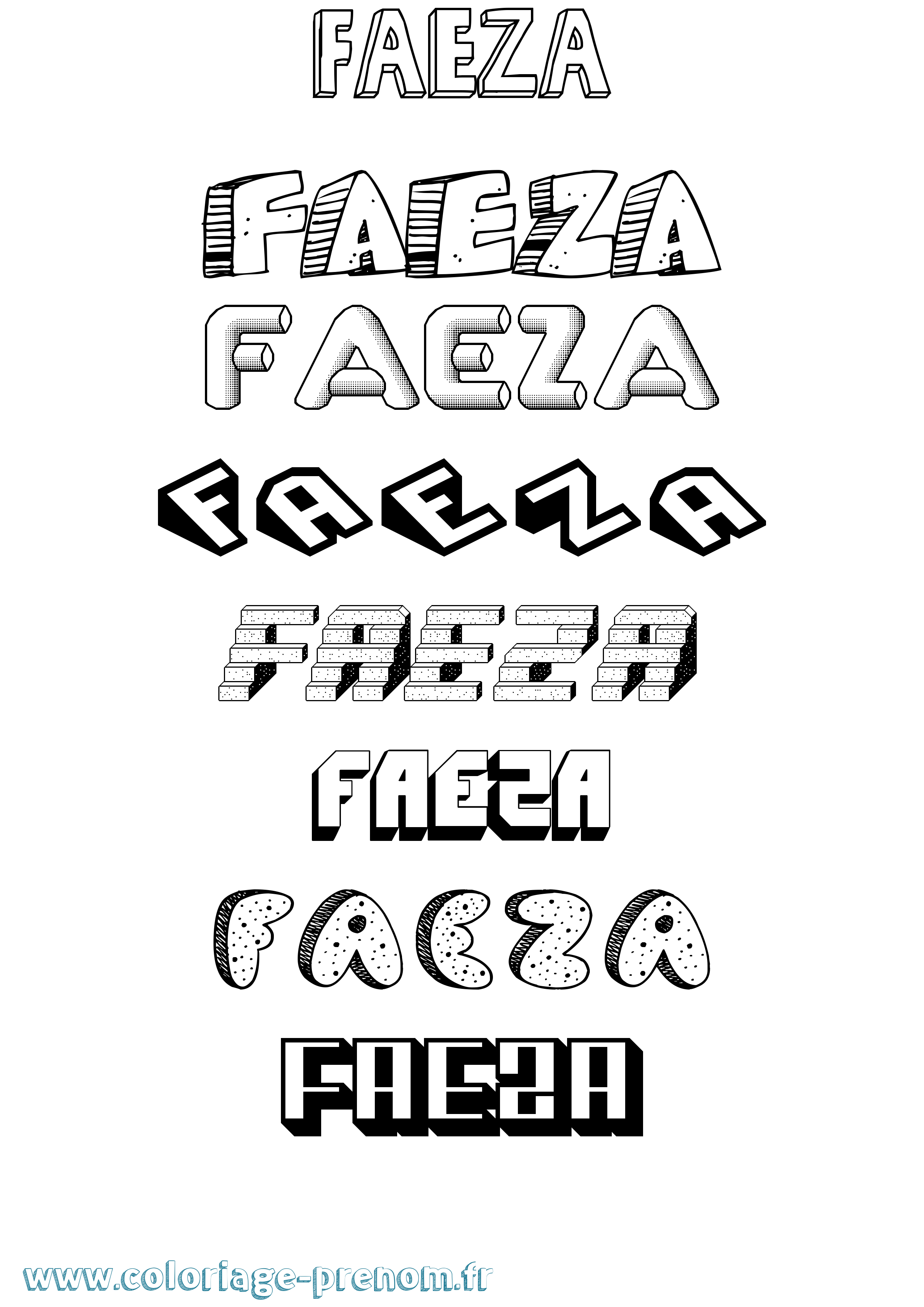 Coloriage Faeza Effet 3D Coloriage prénom Faeza Effet 3D