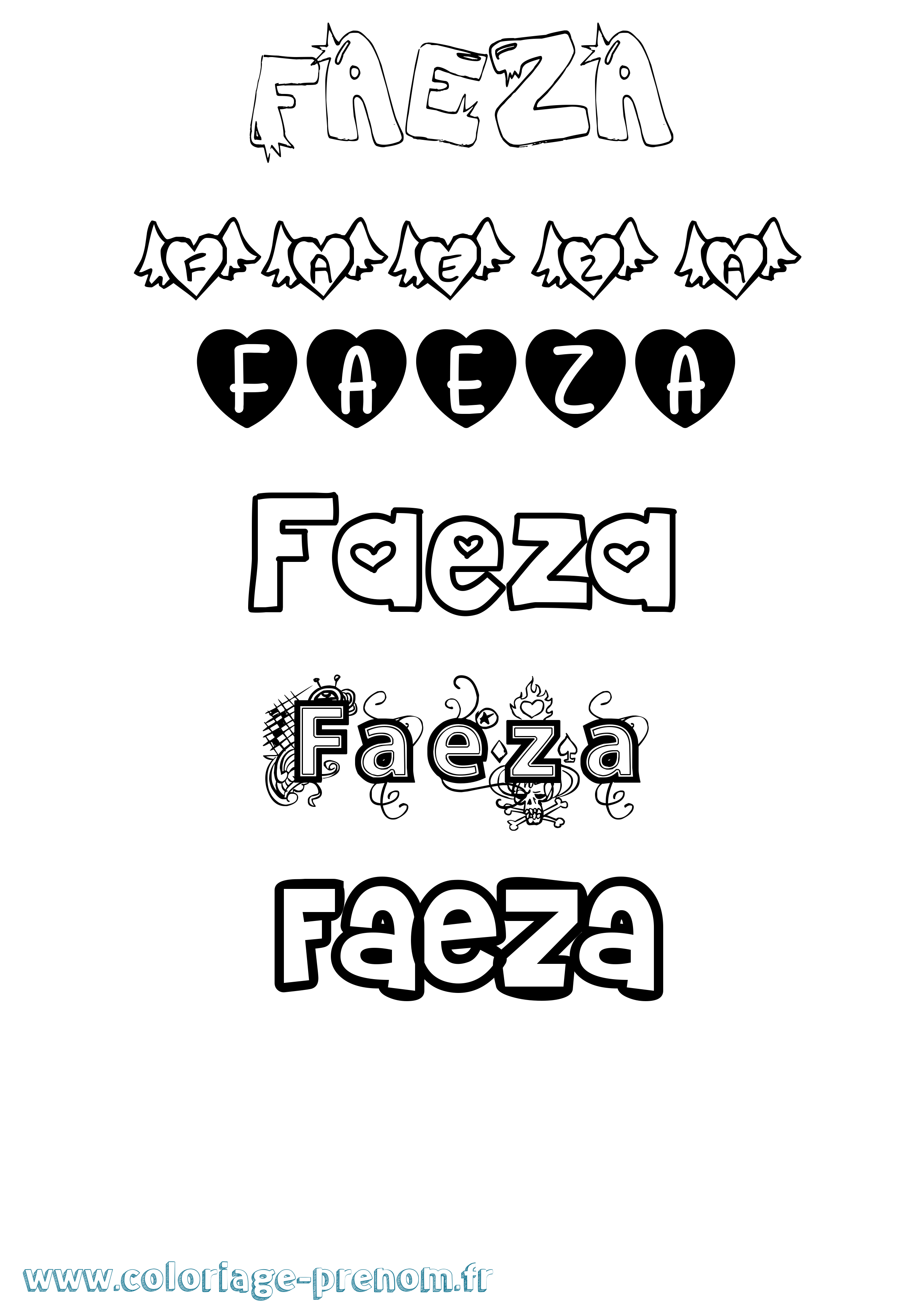 Coloriage Faeza Girly Coloriage prénom Faeza Girly