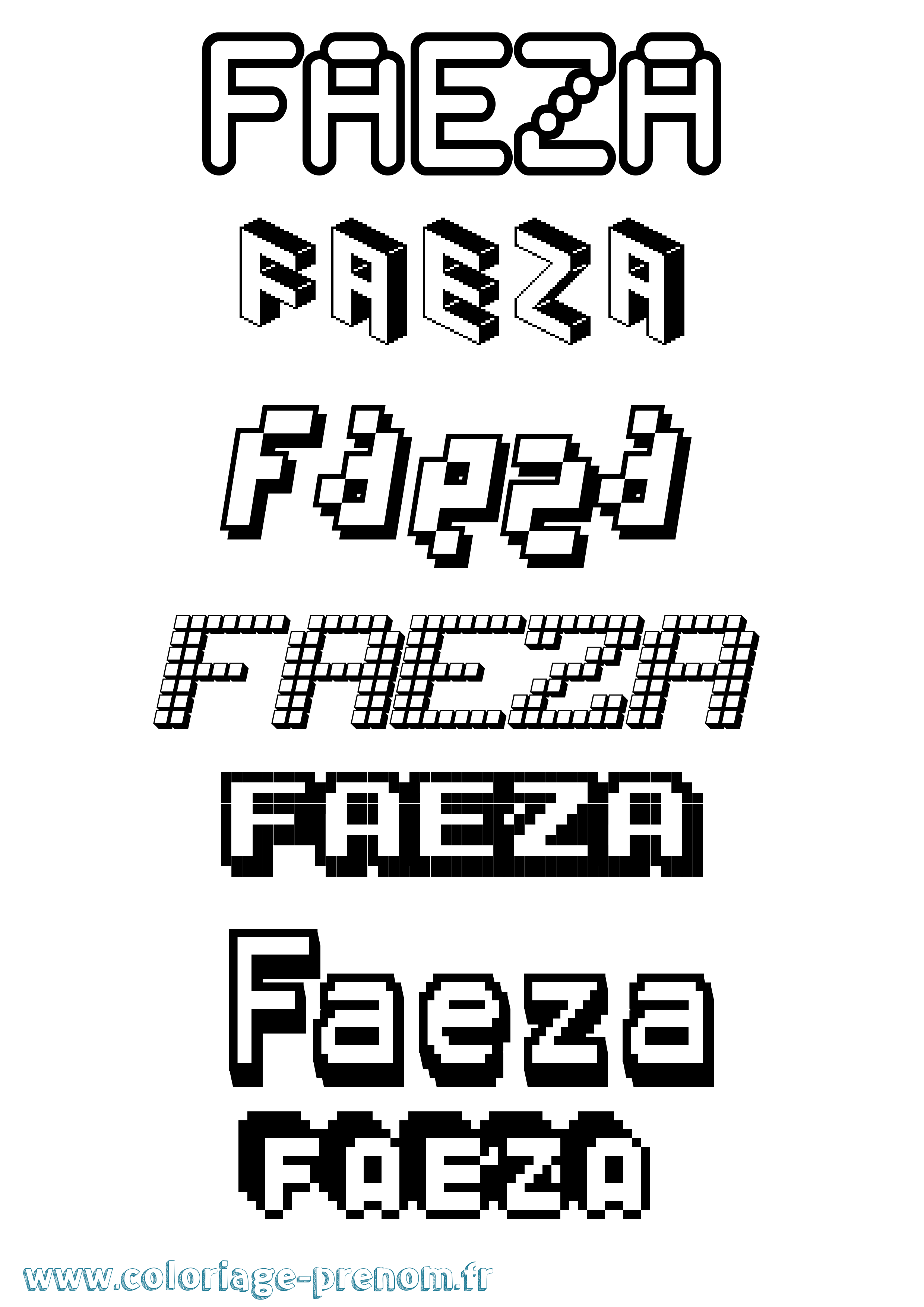 Coloriage Faeza Pixel Coloriage prénom Faeza Pixel