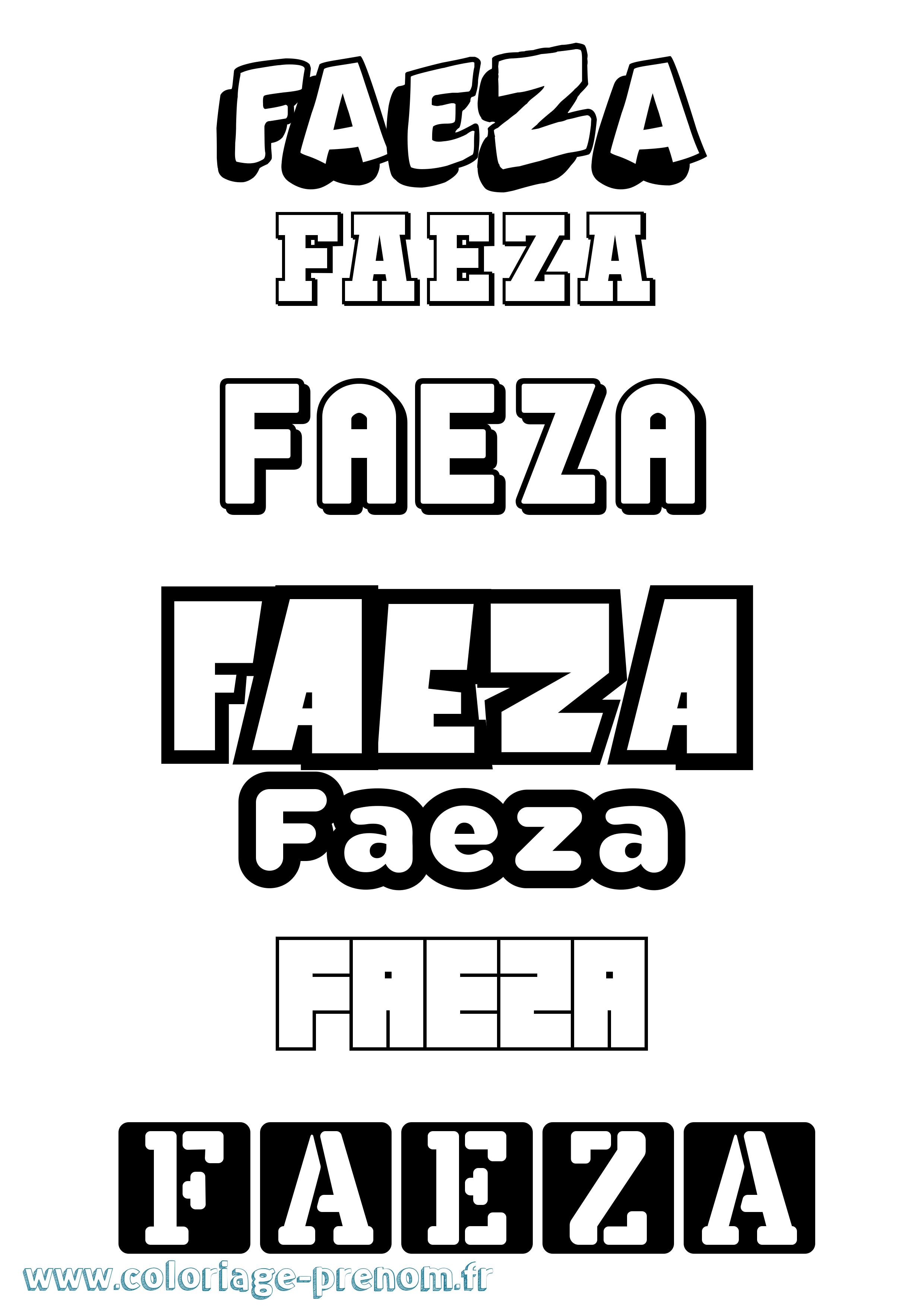 Coloriage Faeza Simple Coloriage prénom Faeza Simple