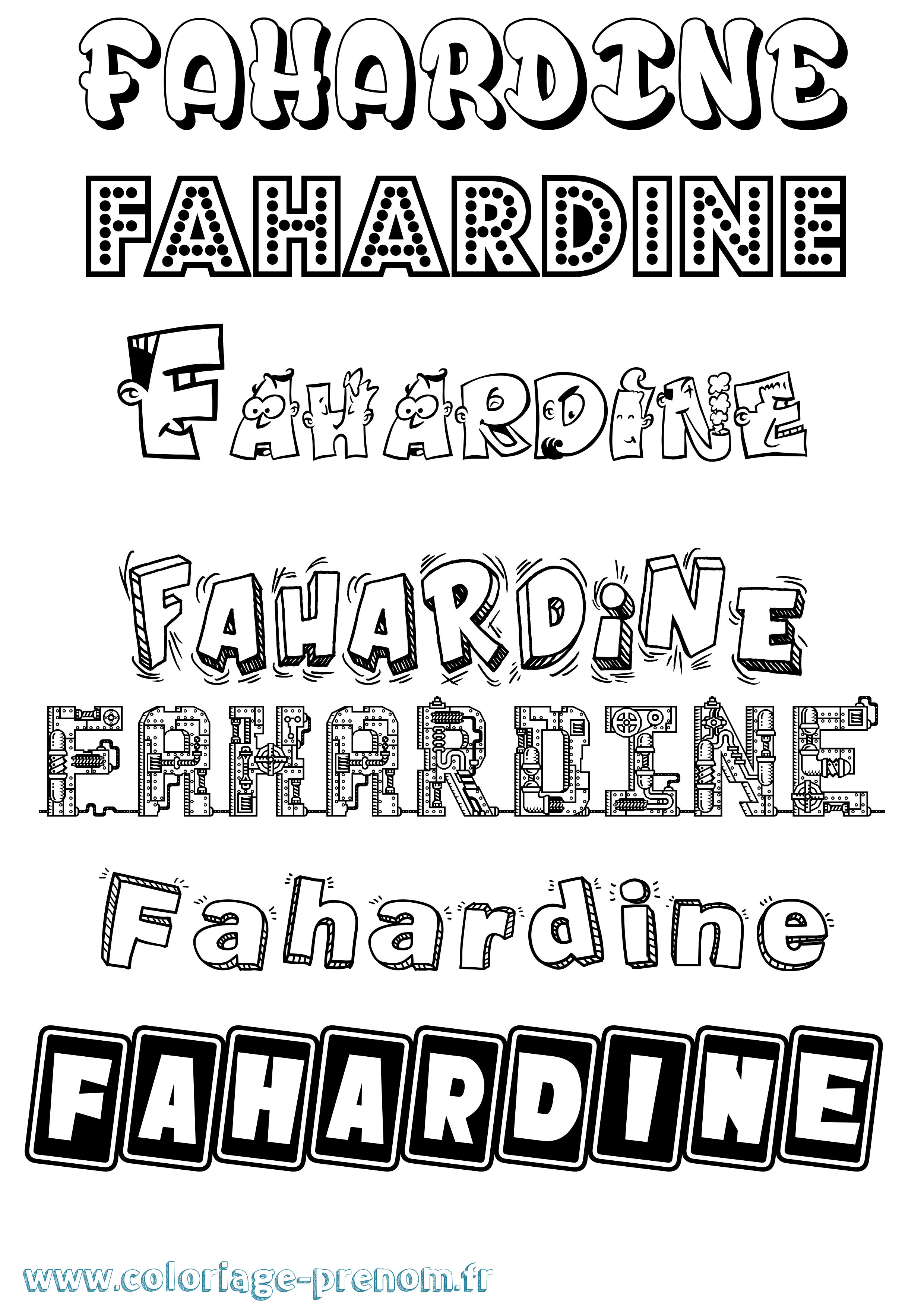 Coloriage Fahardine Fun Coloriage prénom Fahardine Fun