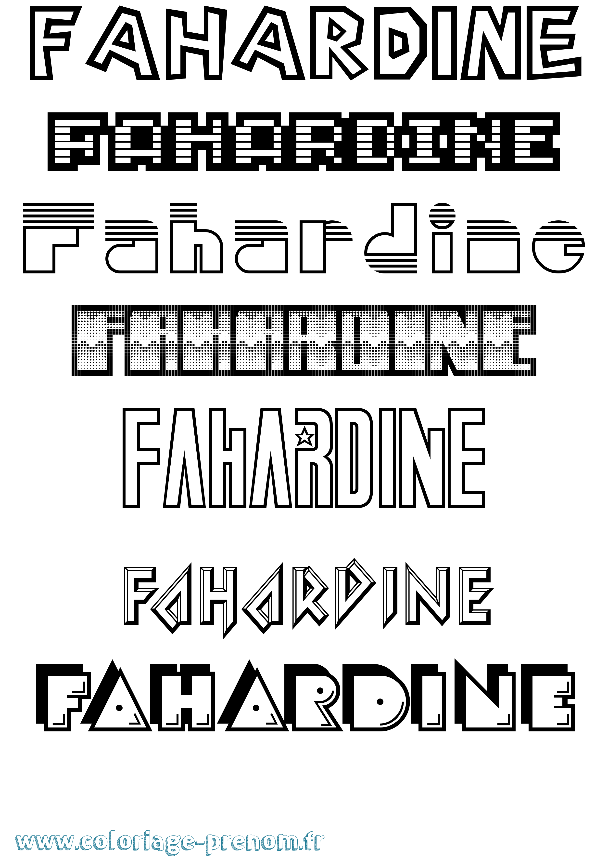 Coloriage Fahardine Jeux Vidéos Coloriage prénom Fahardine Jeux Vidéos
