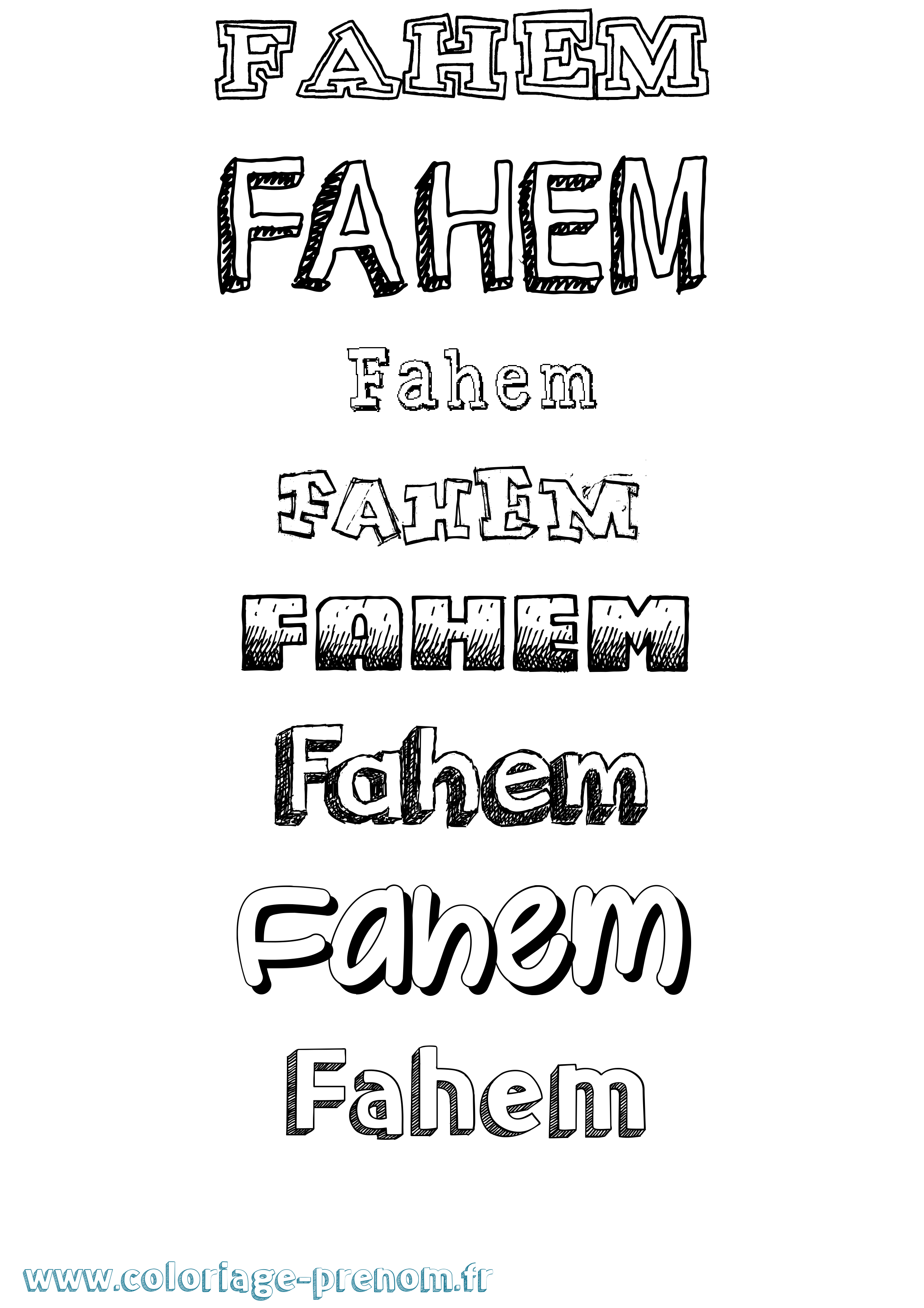 Coloriage prénom Fahem Dessiné