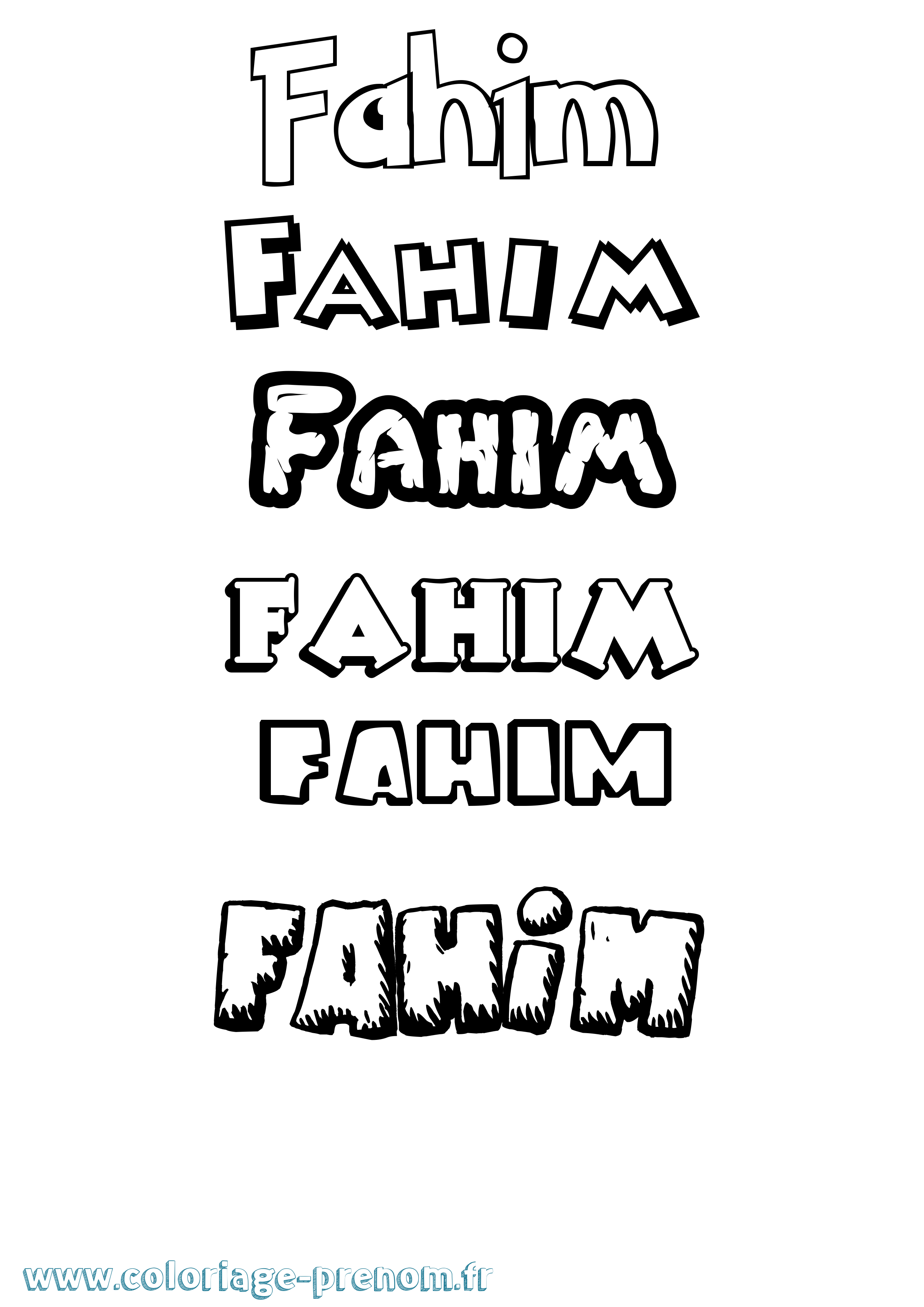 Coloriage prénom Fahim Dessin Animé