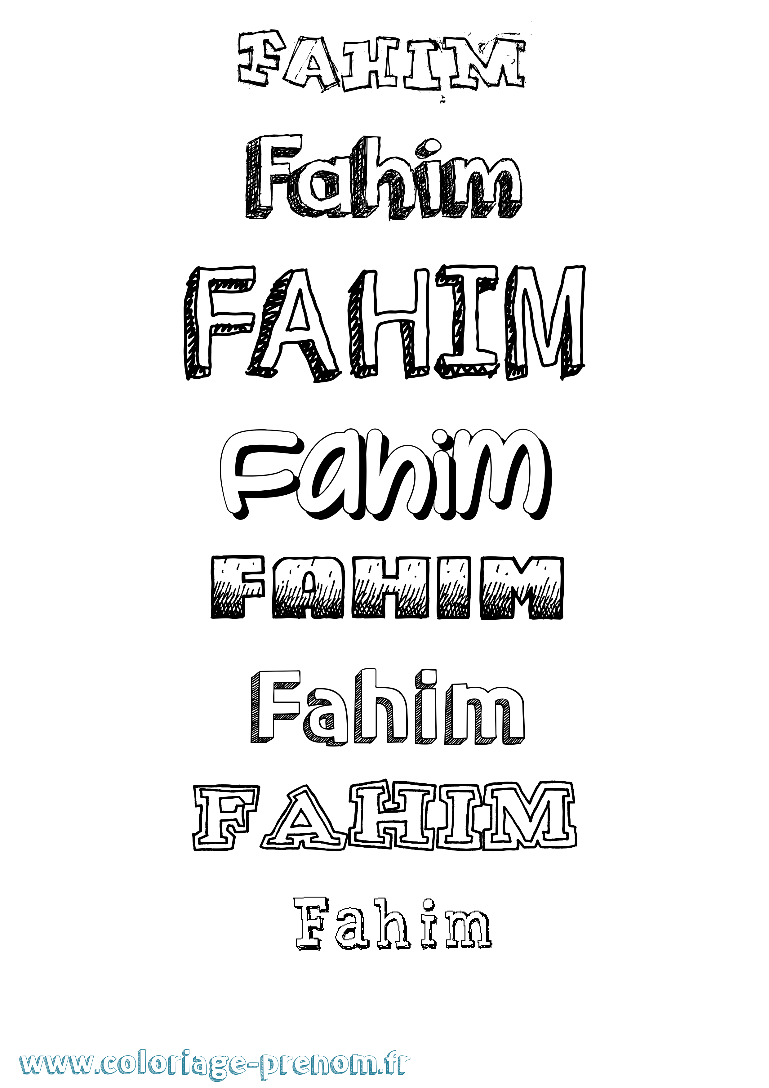 Coloriage prénom Fahim Dessiné