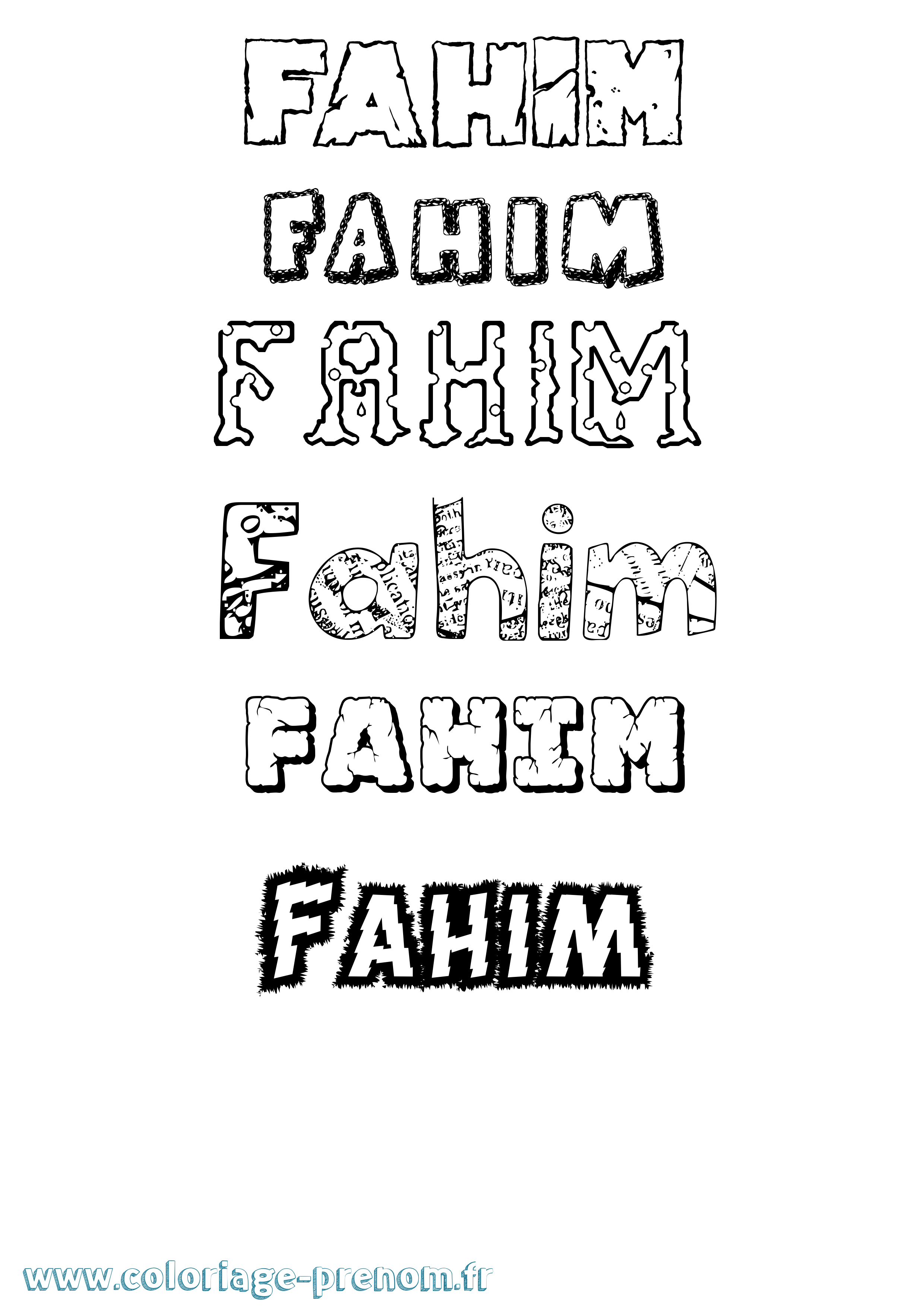 Coloriage prénom Fahim Destructuré