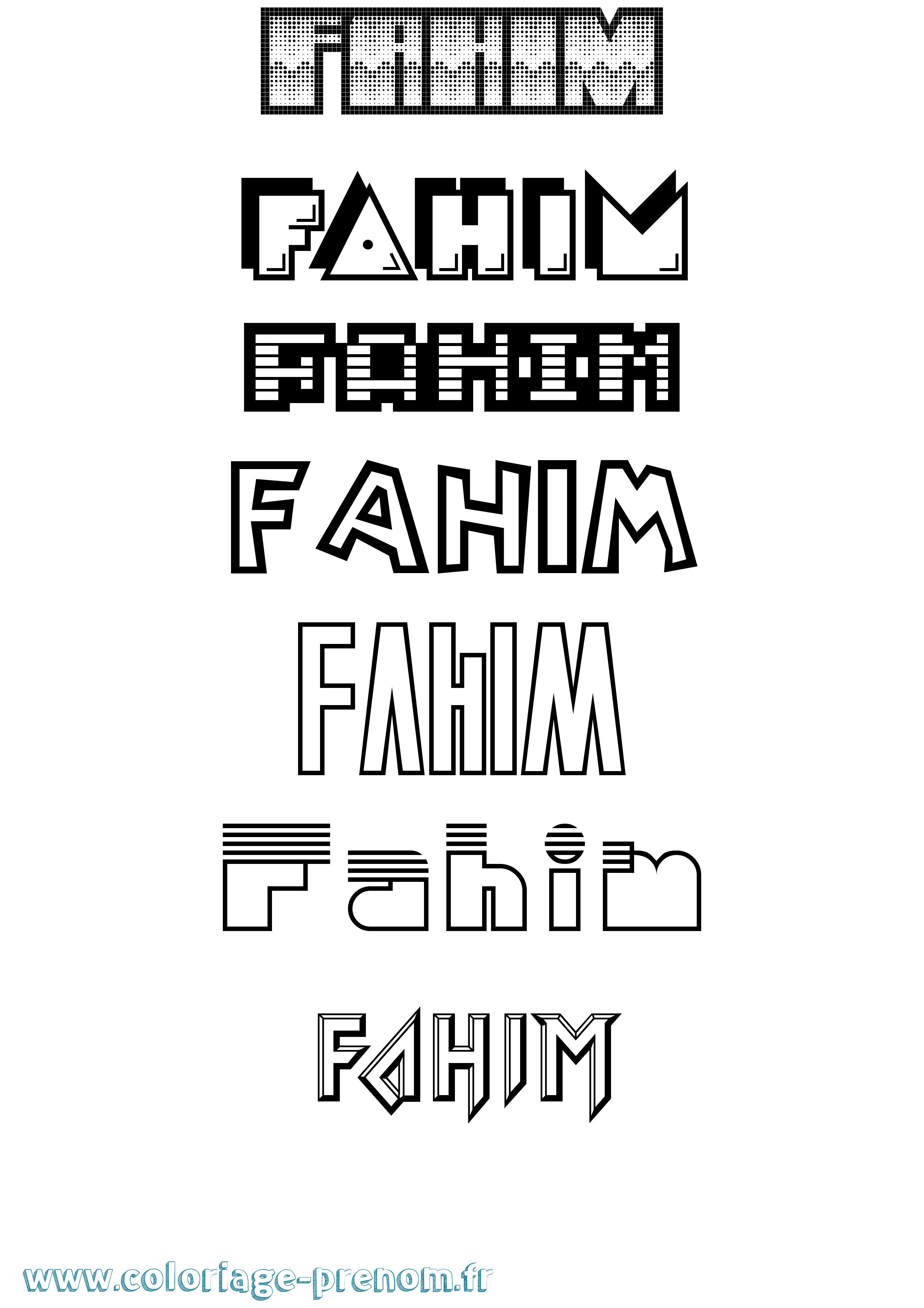 Coloriage prénom Fahim Jeux Vidéos