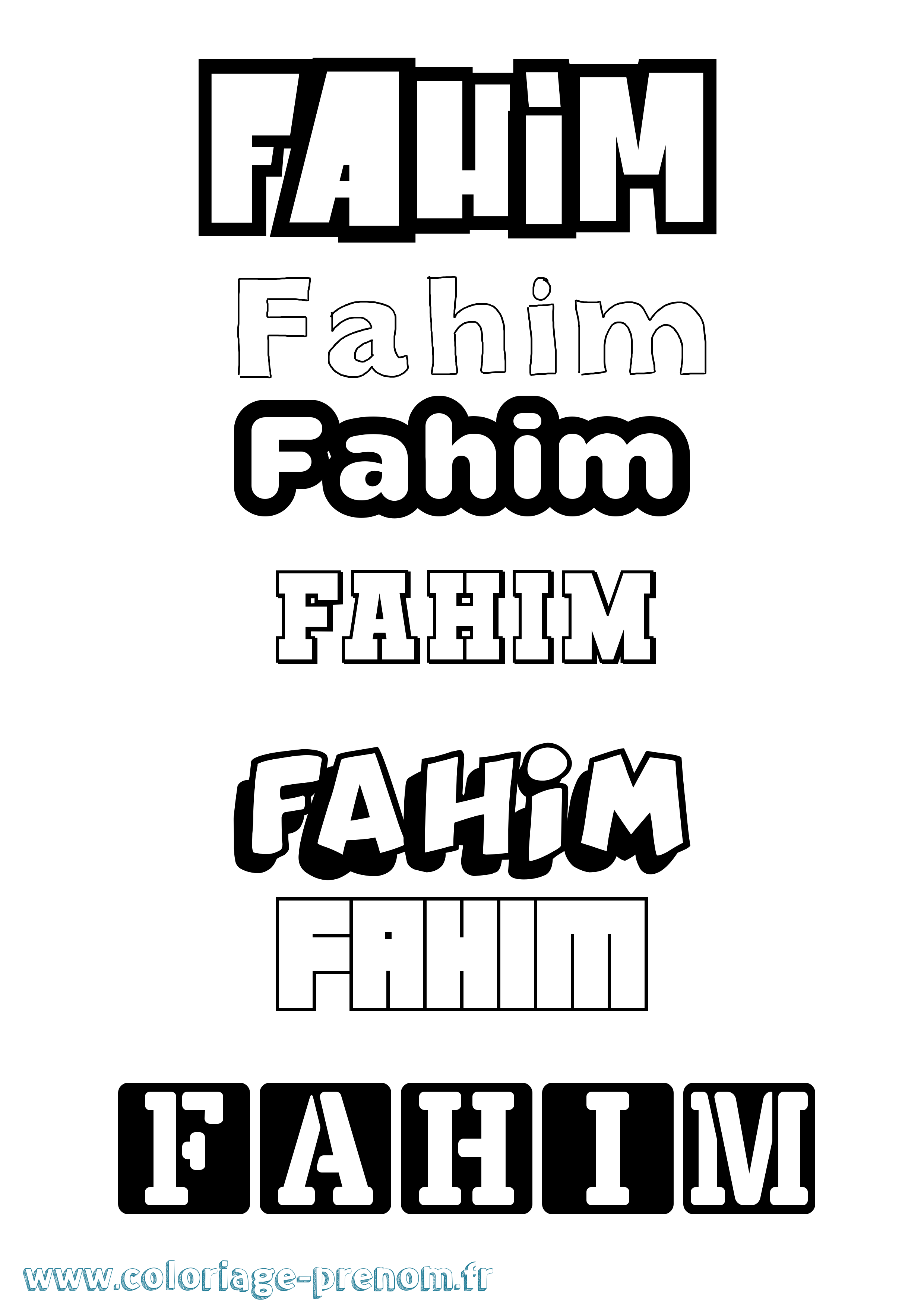 Coloriage prénom Fahim Simple