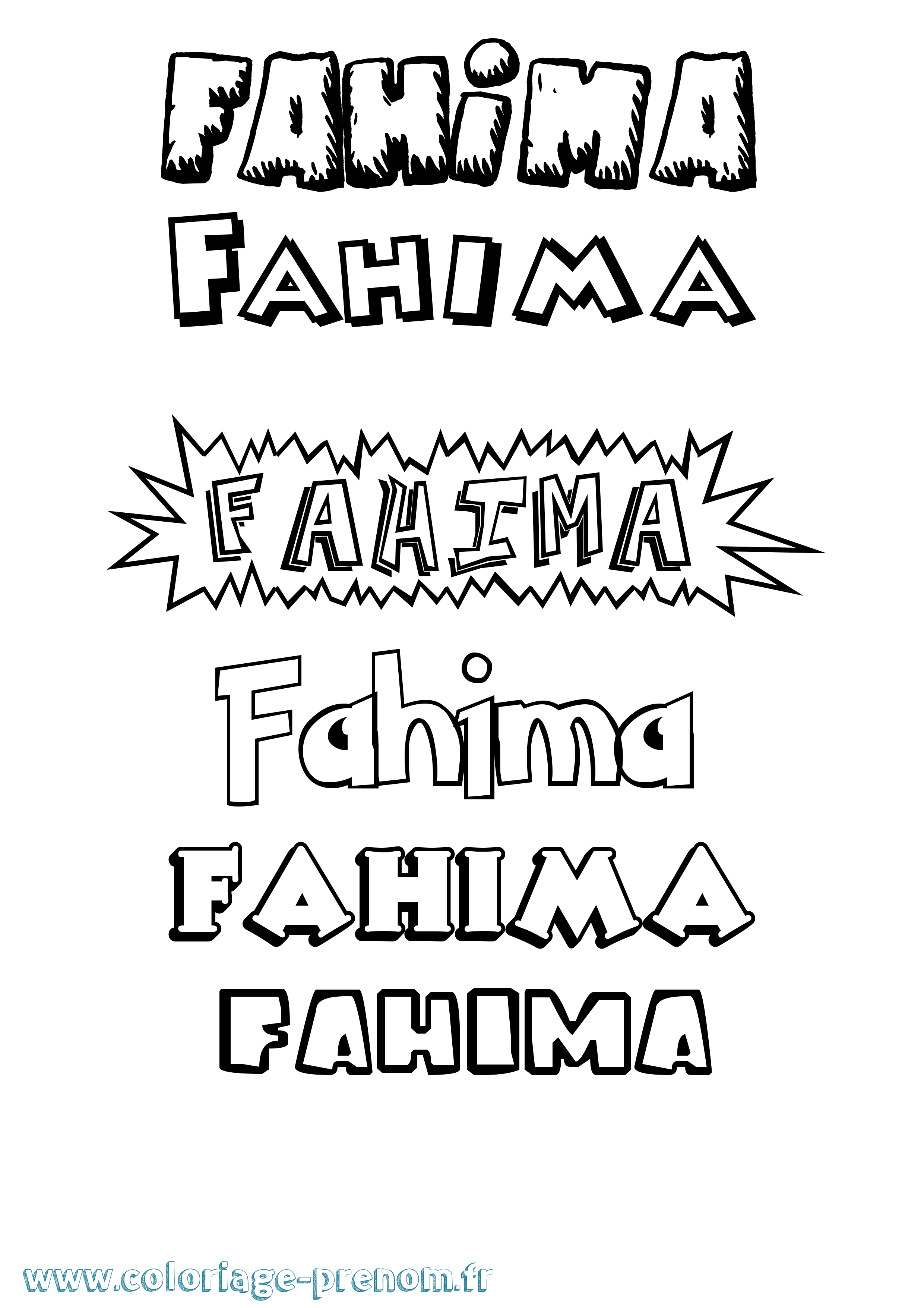 Coloriage Fahima Dessin Animé Coloriage prénom Fahima Dessin Animé