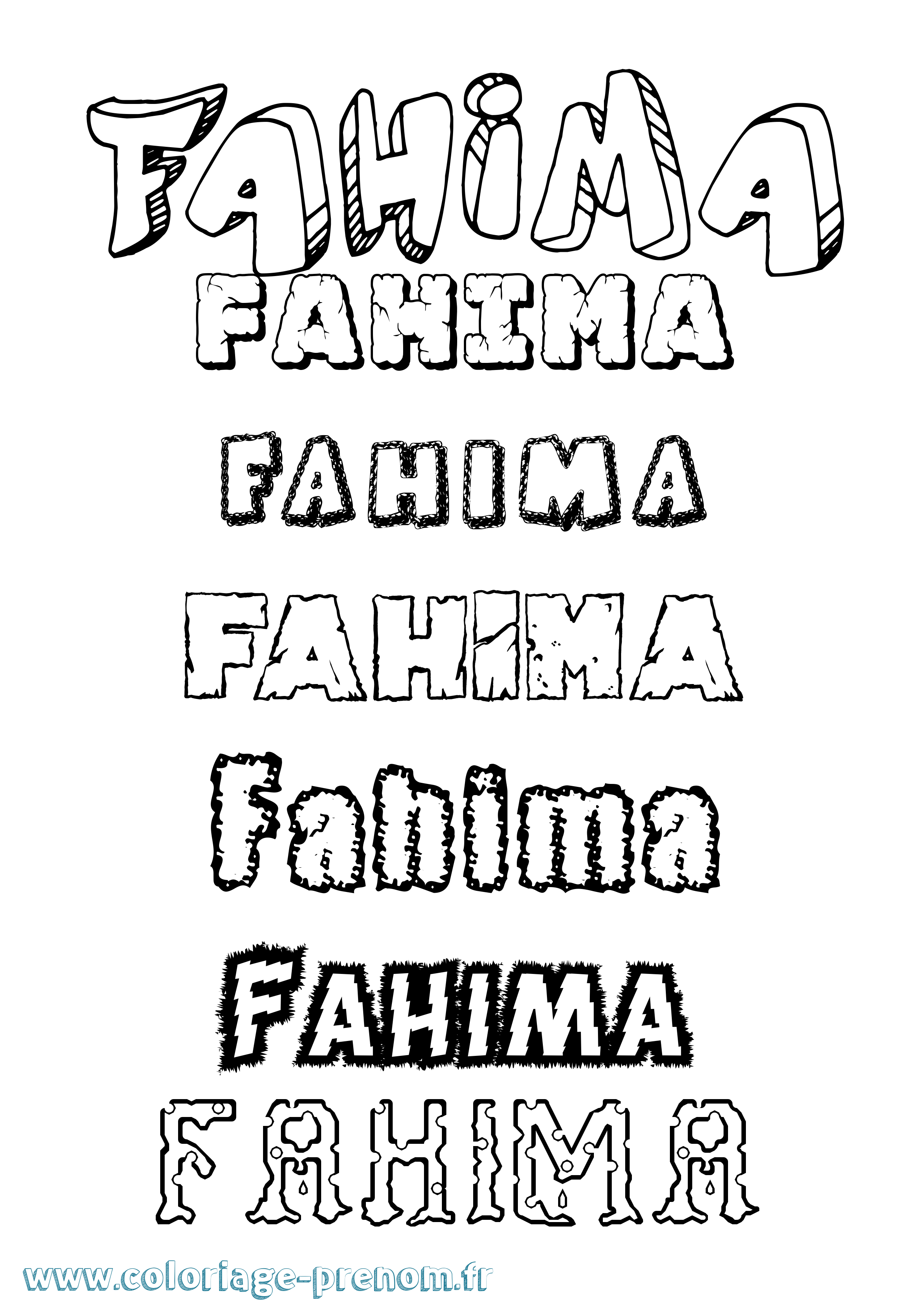 Coloriage prénom Fahima Destructuré