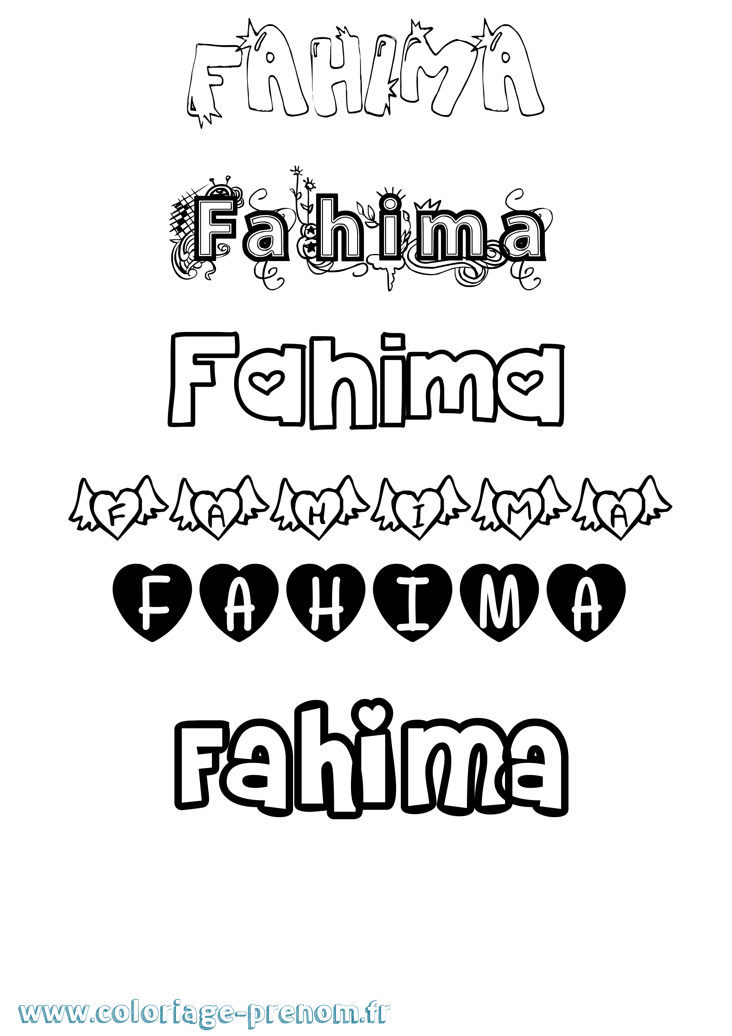 Coloriage prénom Fahima Girly