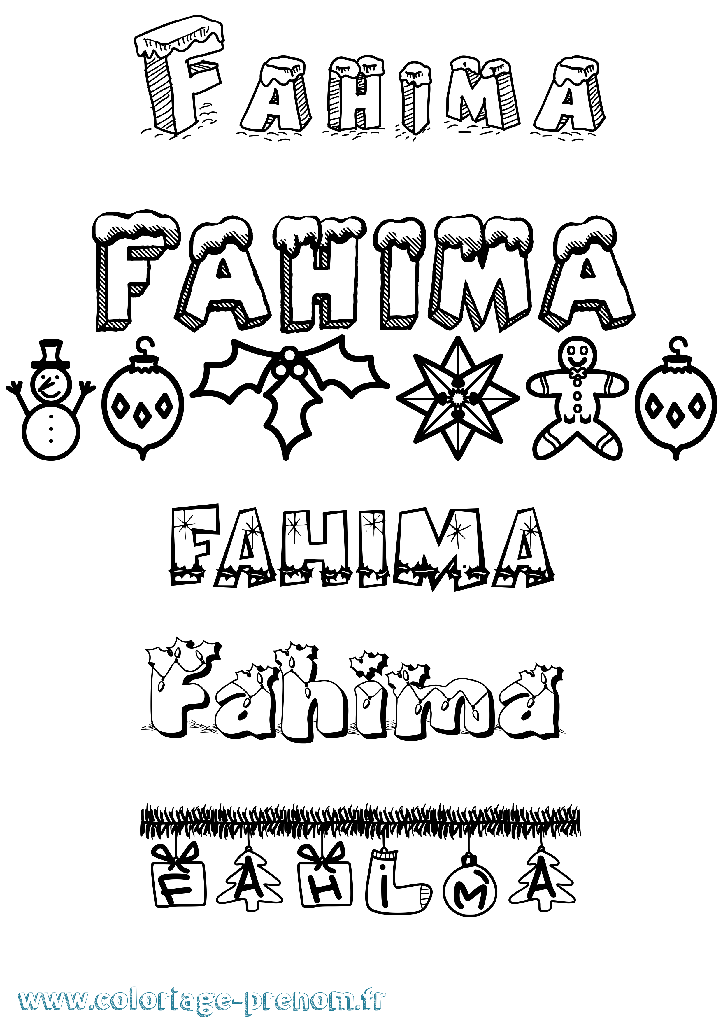 Coloriage Fahima Noël Coloriage prénom Fahima Noël