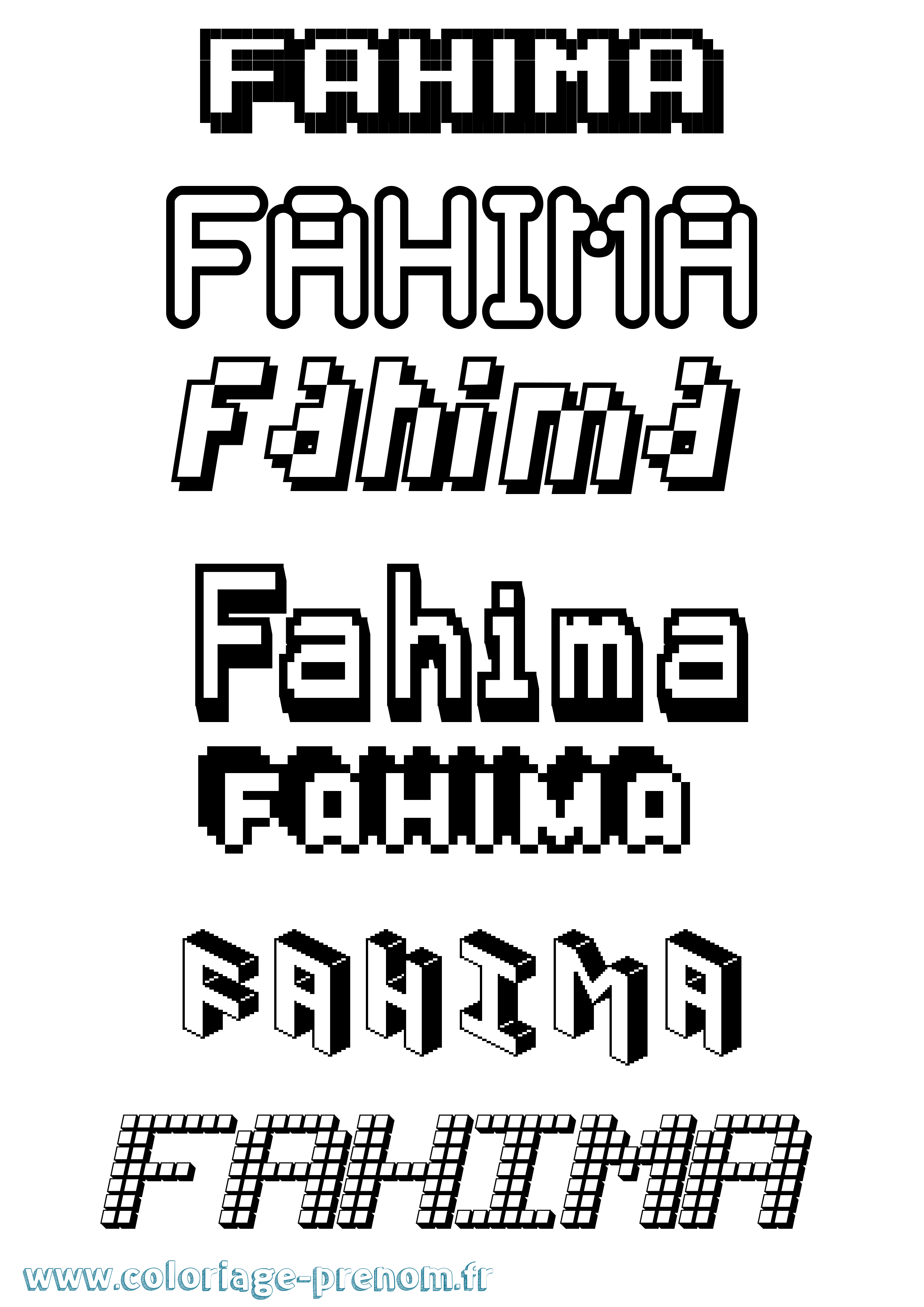 Coloriage prénom Fahima Pixel