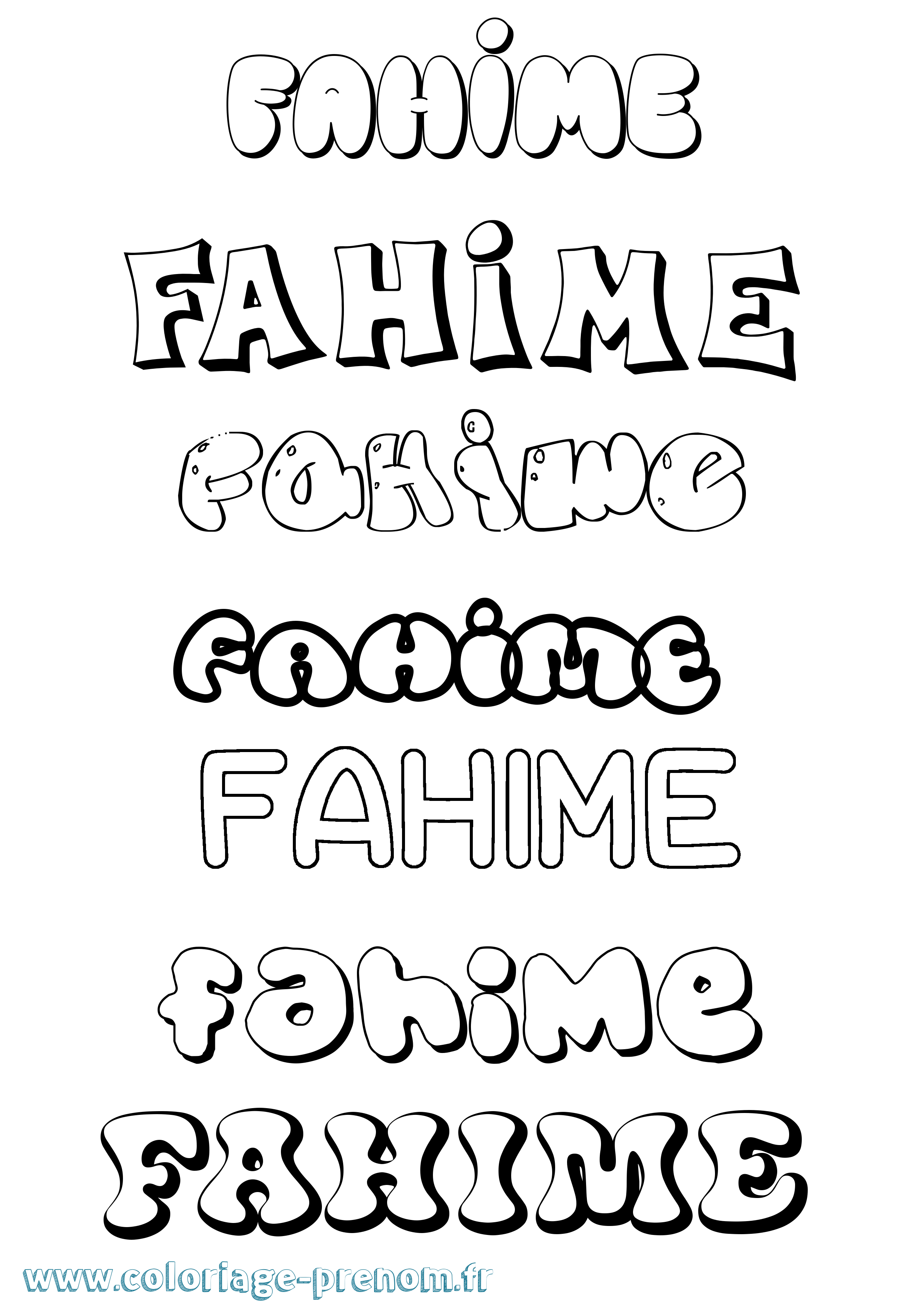 Coloriage Fahime Bubble Coloriage prénom Fahime Bubble