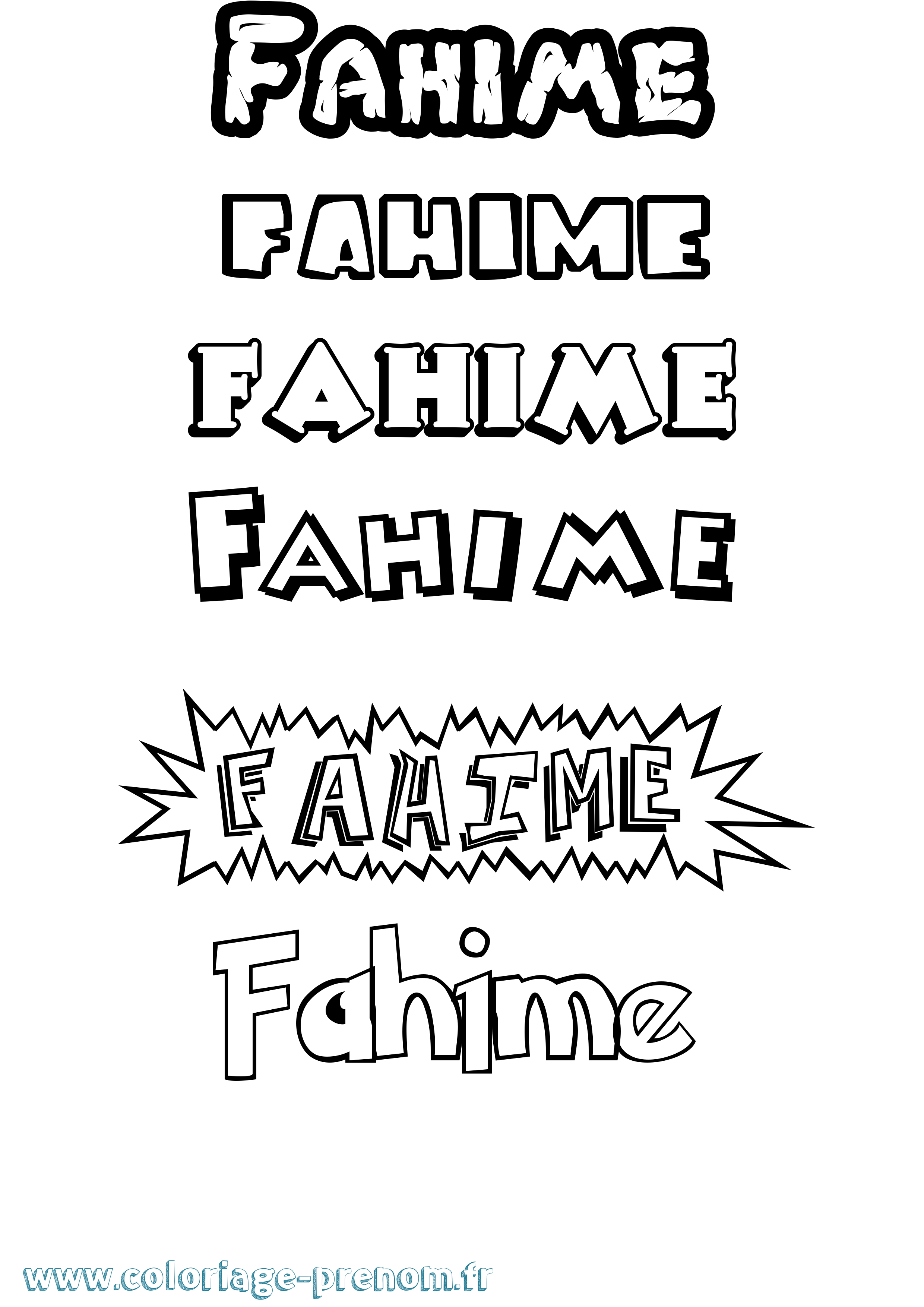 Coloriage prénom Fahime Dessin Animé