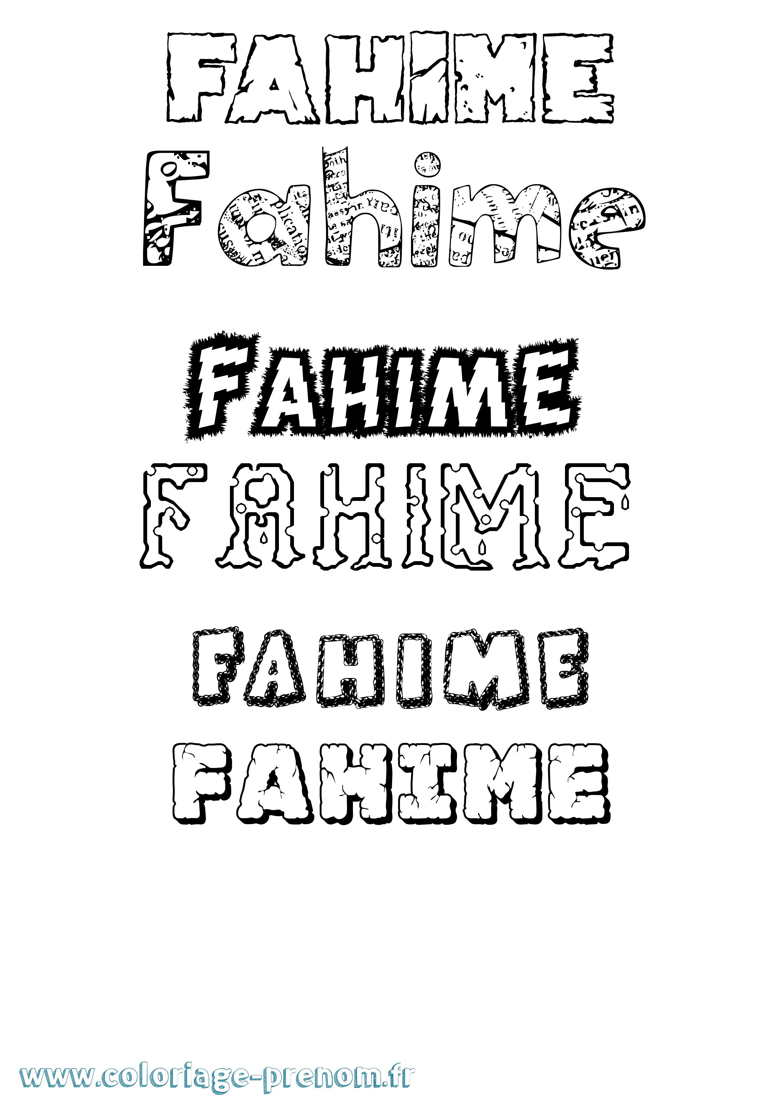 Coloriage prénom Fahime Destructuré