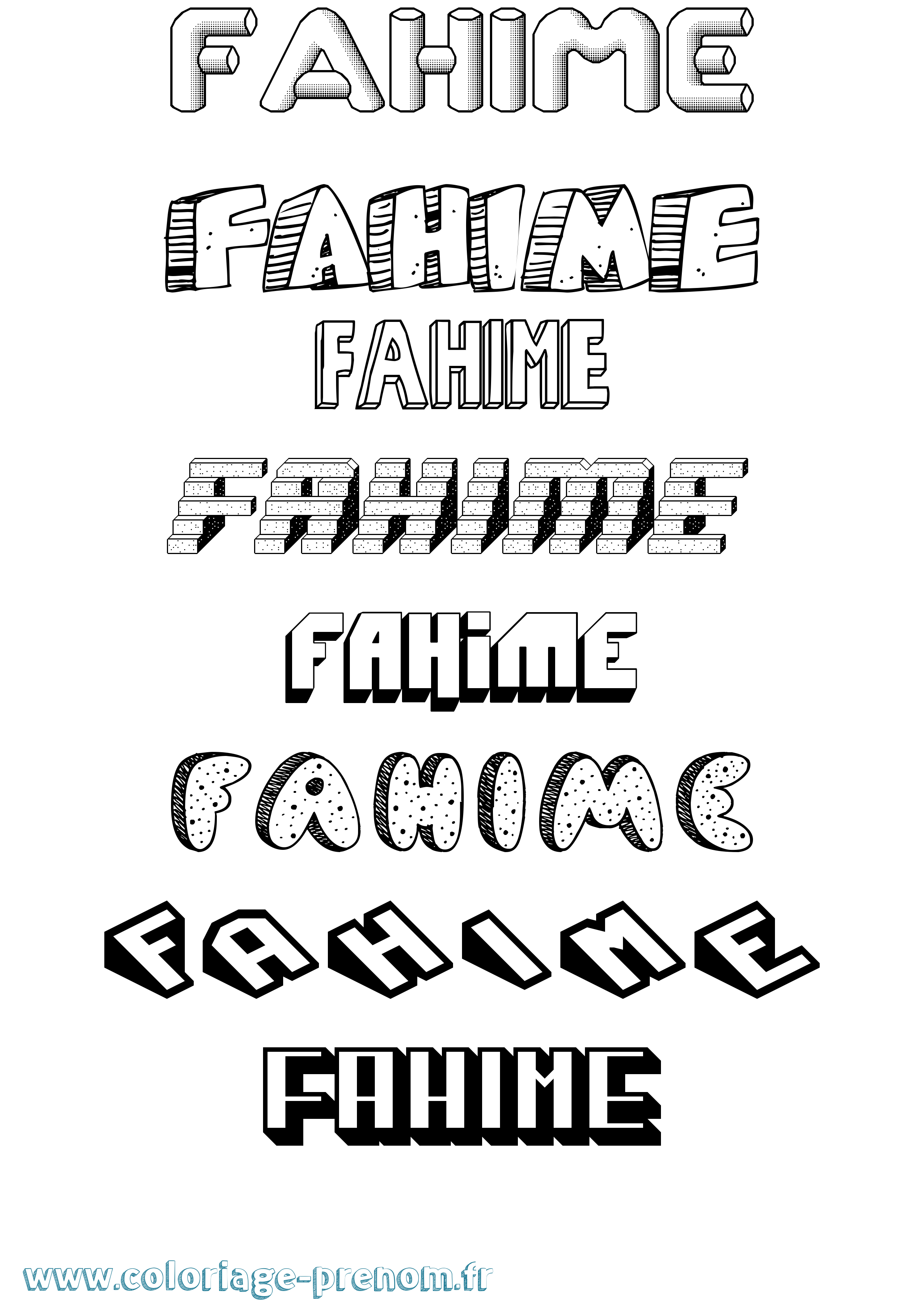 Coloriage Fahime Effet 3D Coloriage prénom Fahime Effet 3D