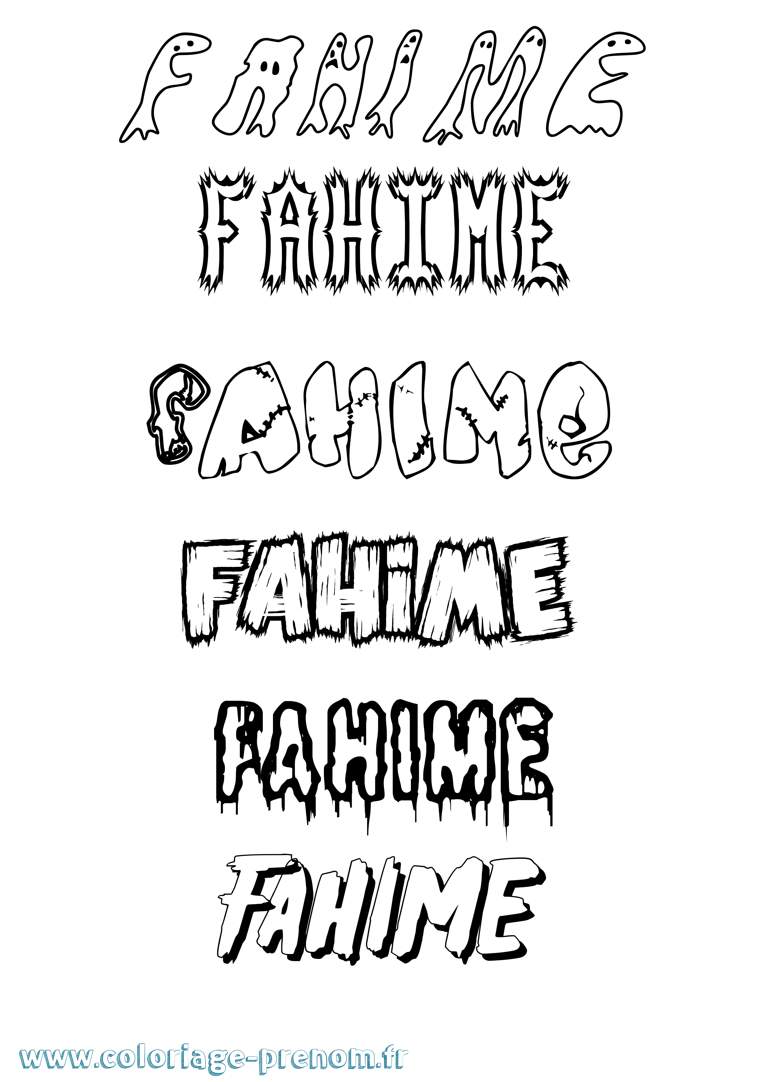 Coloriage prénom Fahime Frisson