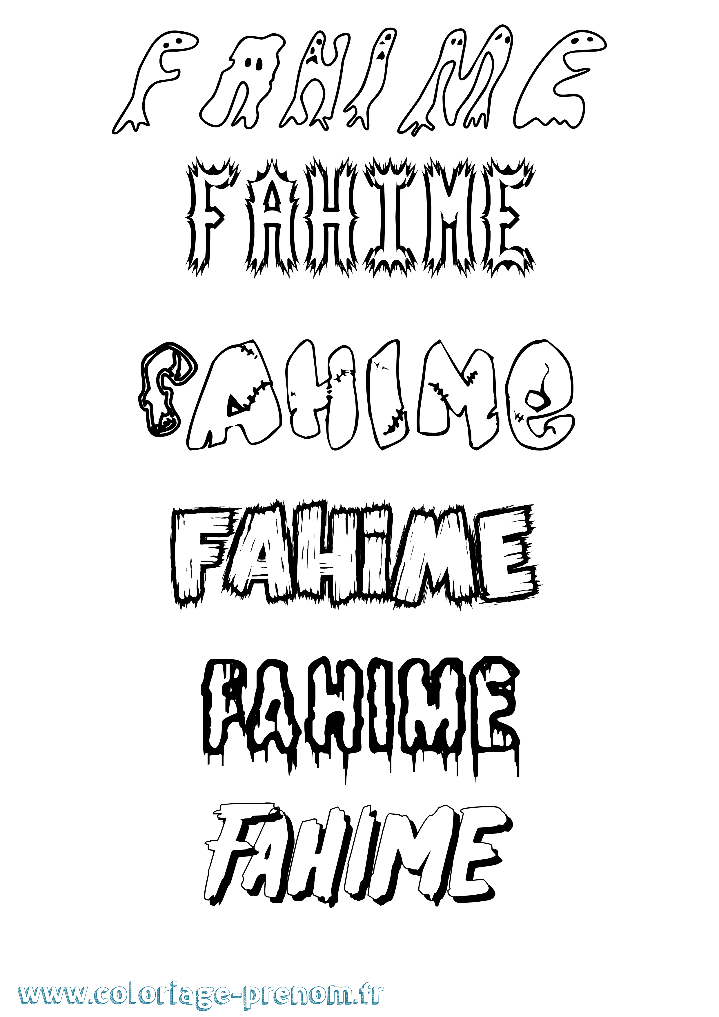 Coloriage Fahime Frisson Coloriage prénom Fahime Frisson