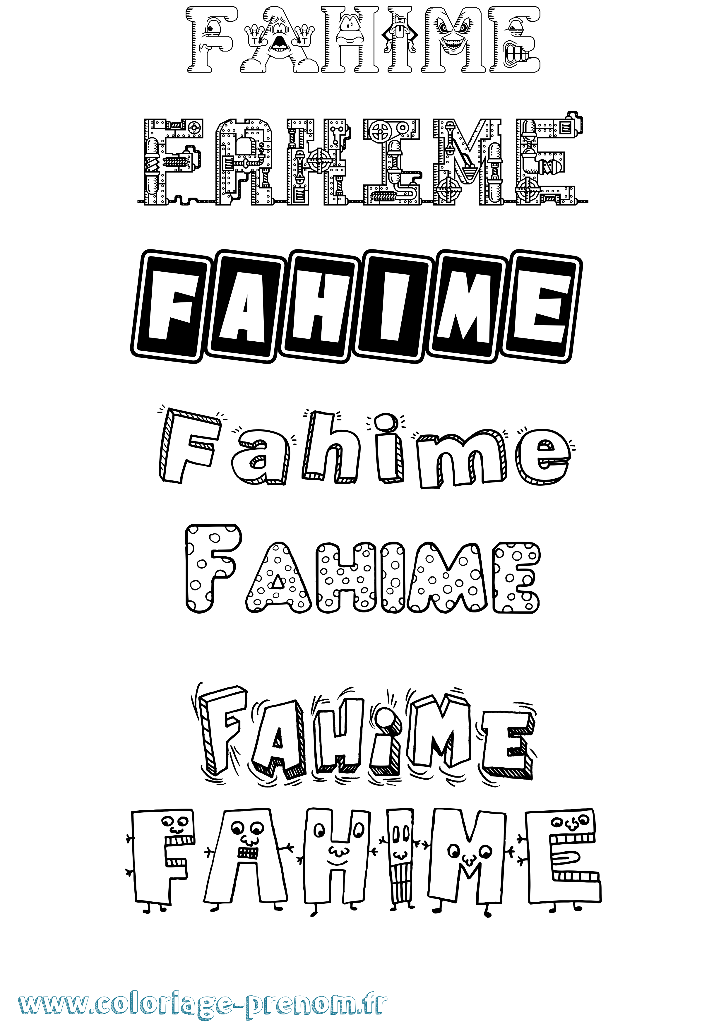 Coloriage prénom Fahime Fun
