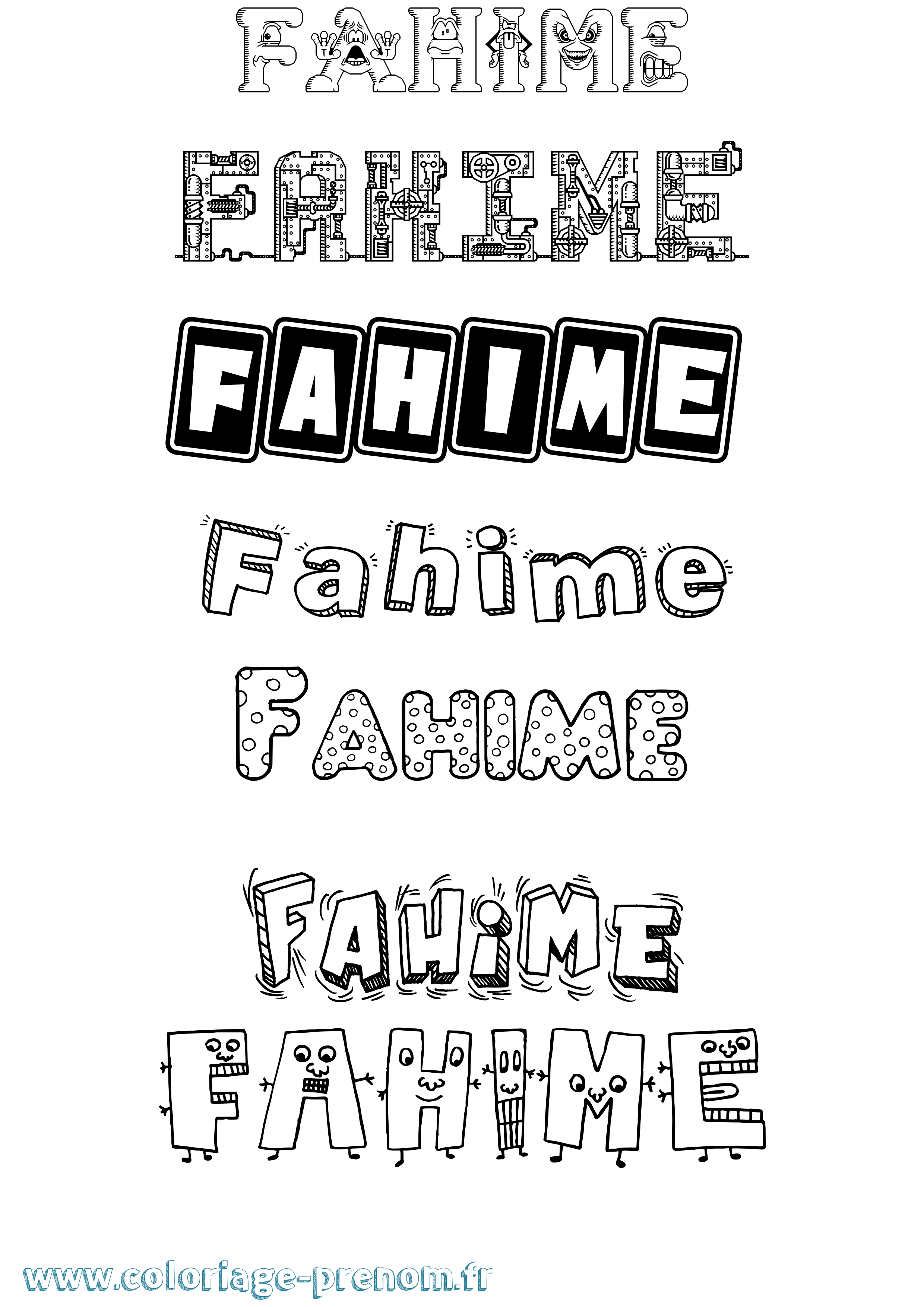 Coloriage Fahime Fun Coloriage prénom Fahime Fun