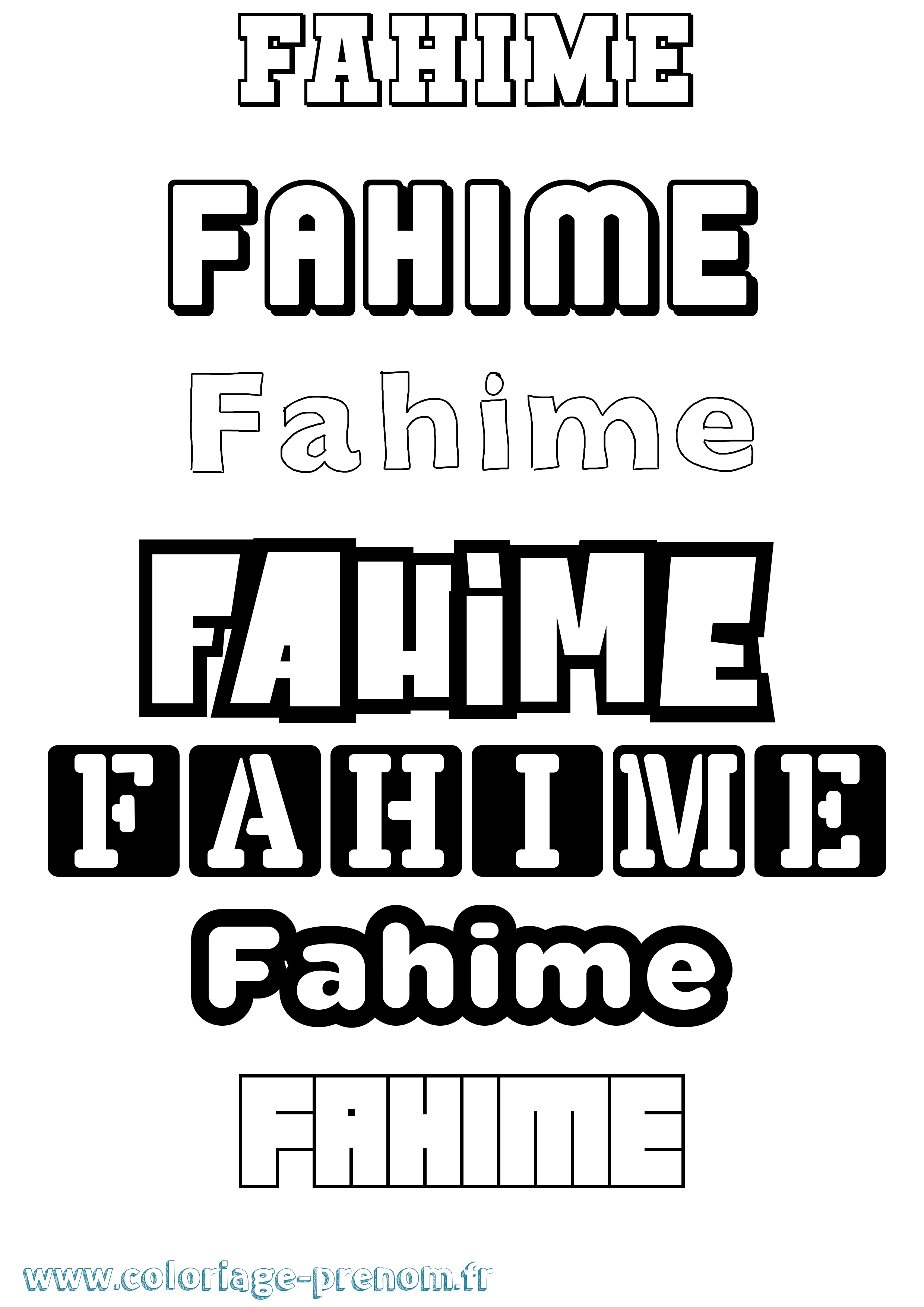 Coloriage prénom Fahime Simple