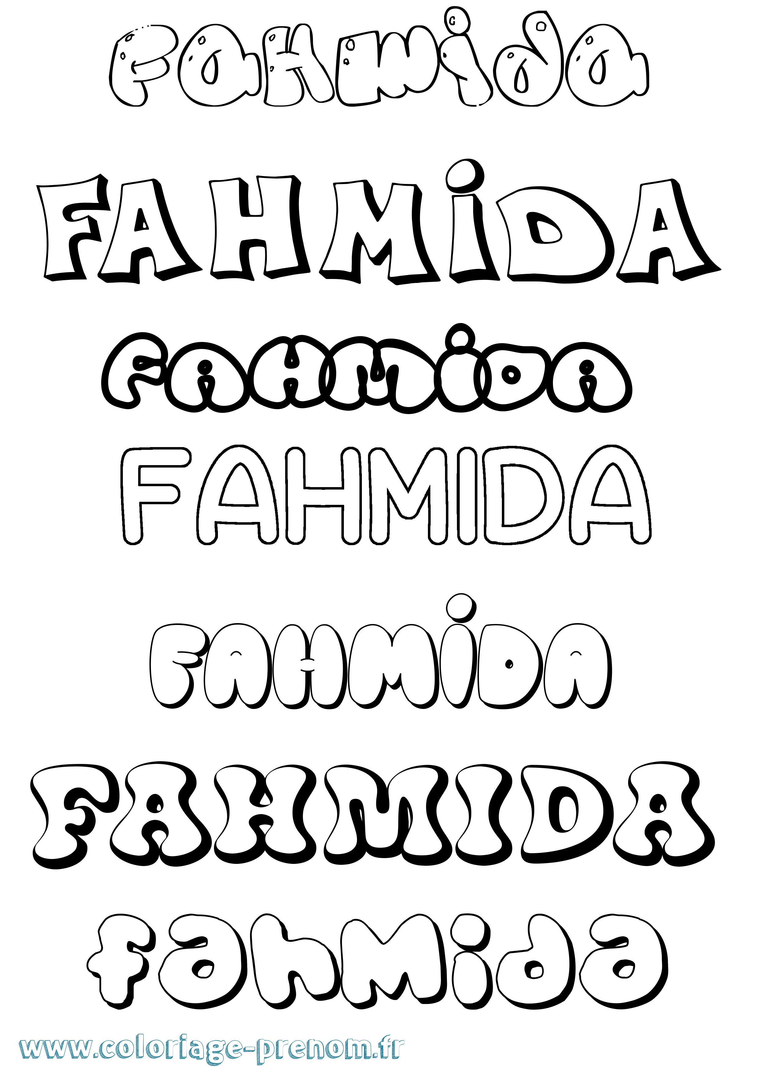 Coloriage Fahmida Bubble Coloriage prénom Fahmida Bubble