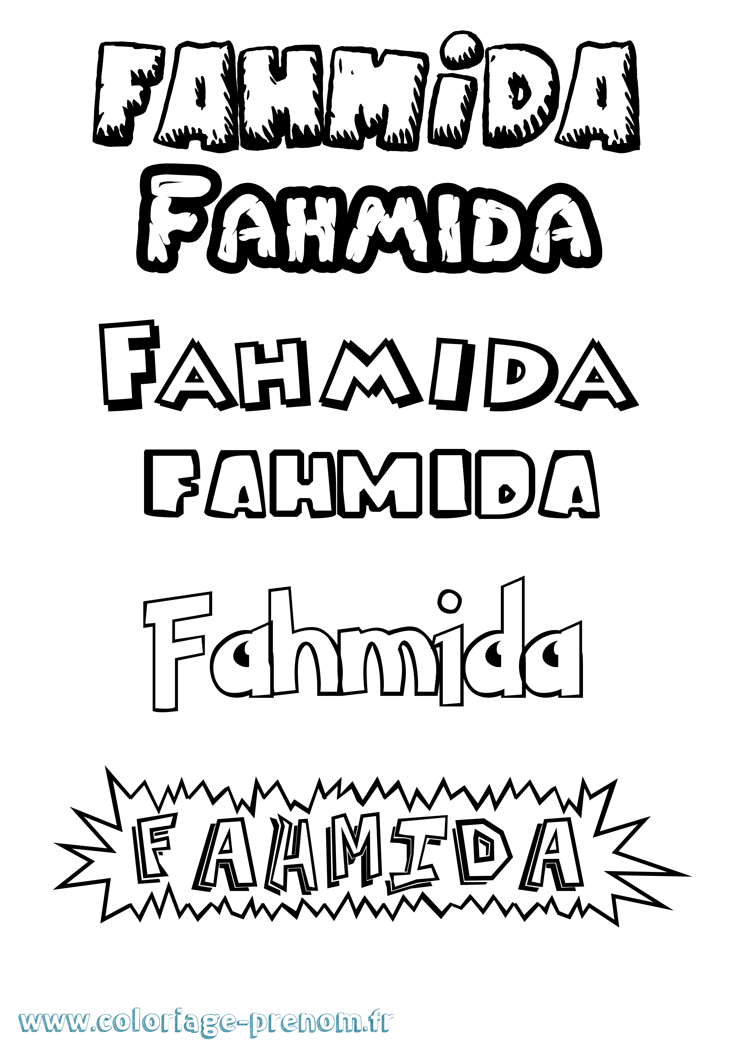 Coloriage Fahmida Dessin Animé Coloriage prénom Fahmida Dessin Animé