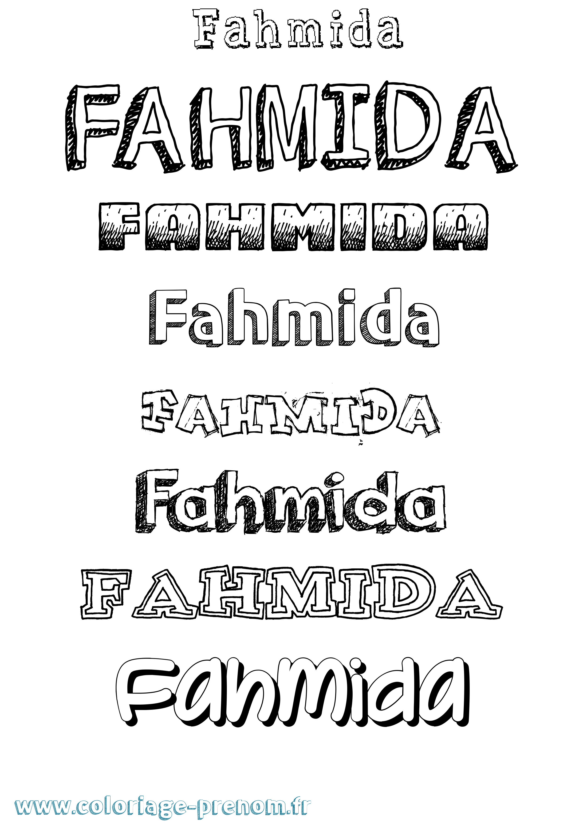 Coloriage Fahmida Dessiné Coloriage prénom Fahmida Dessiné