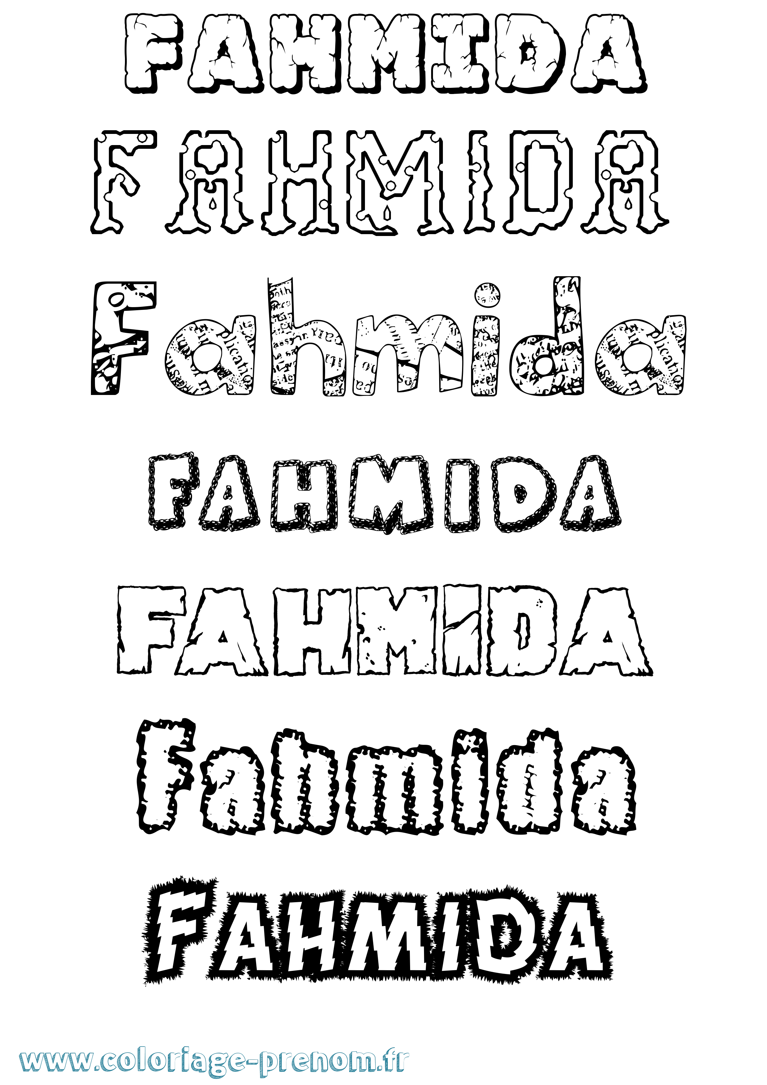 Coloriage Fahmida Destructuré Coloriage prénom Fahmida Destructuré