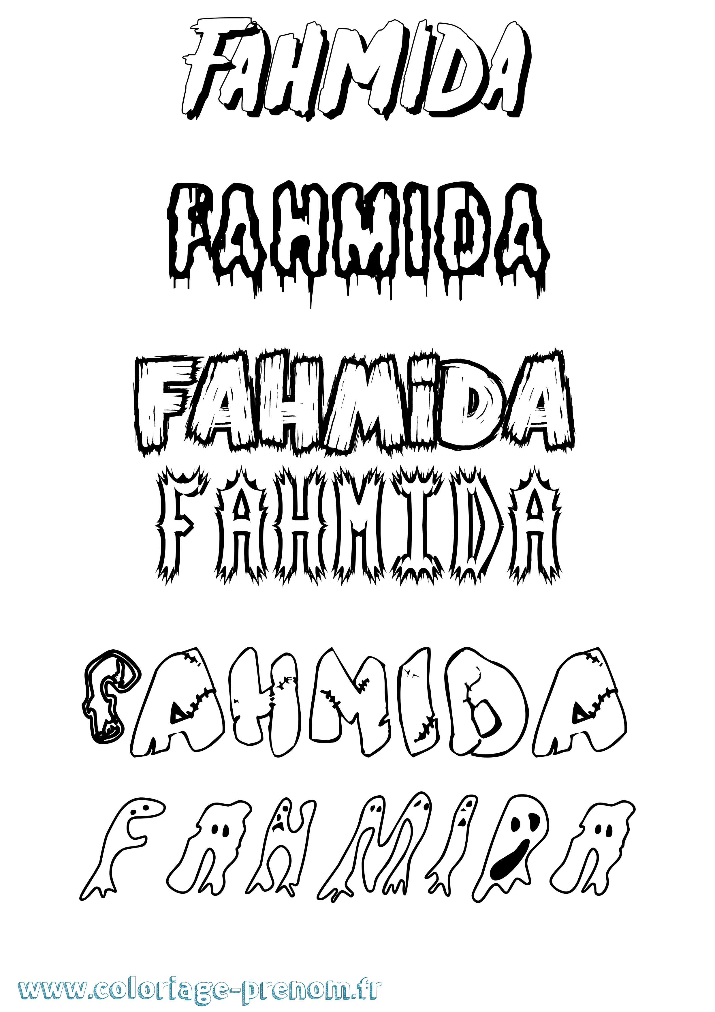 Coloriage Fahmida Frisson Coloriage prénom Fahmida Frisson