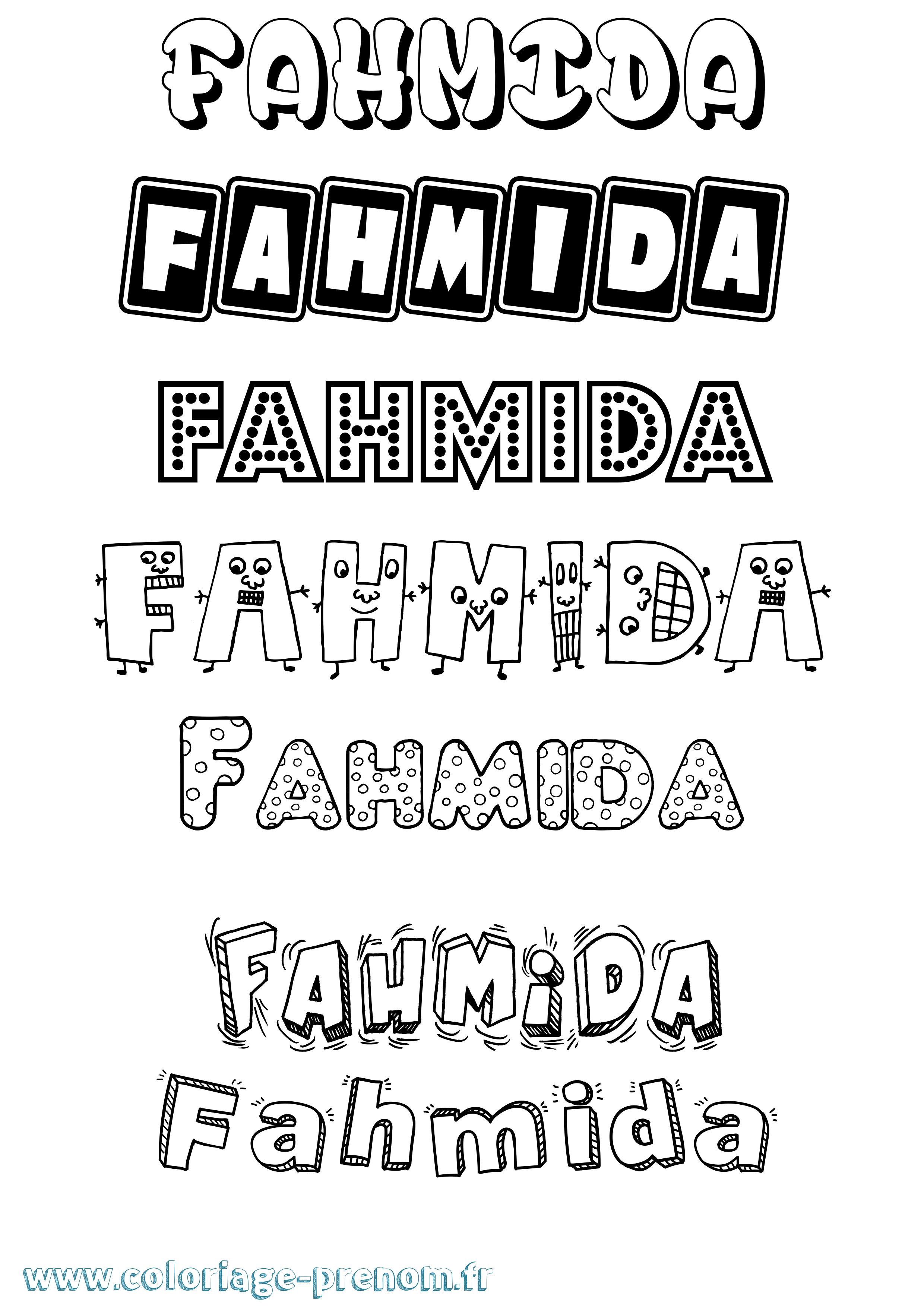 Coloriage Fahmida Fun Coloriage prénom Fahmida Fun