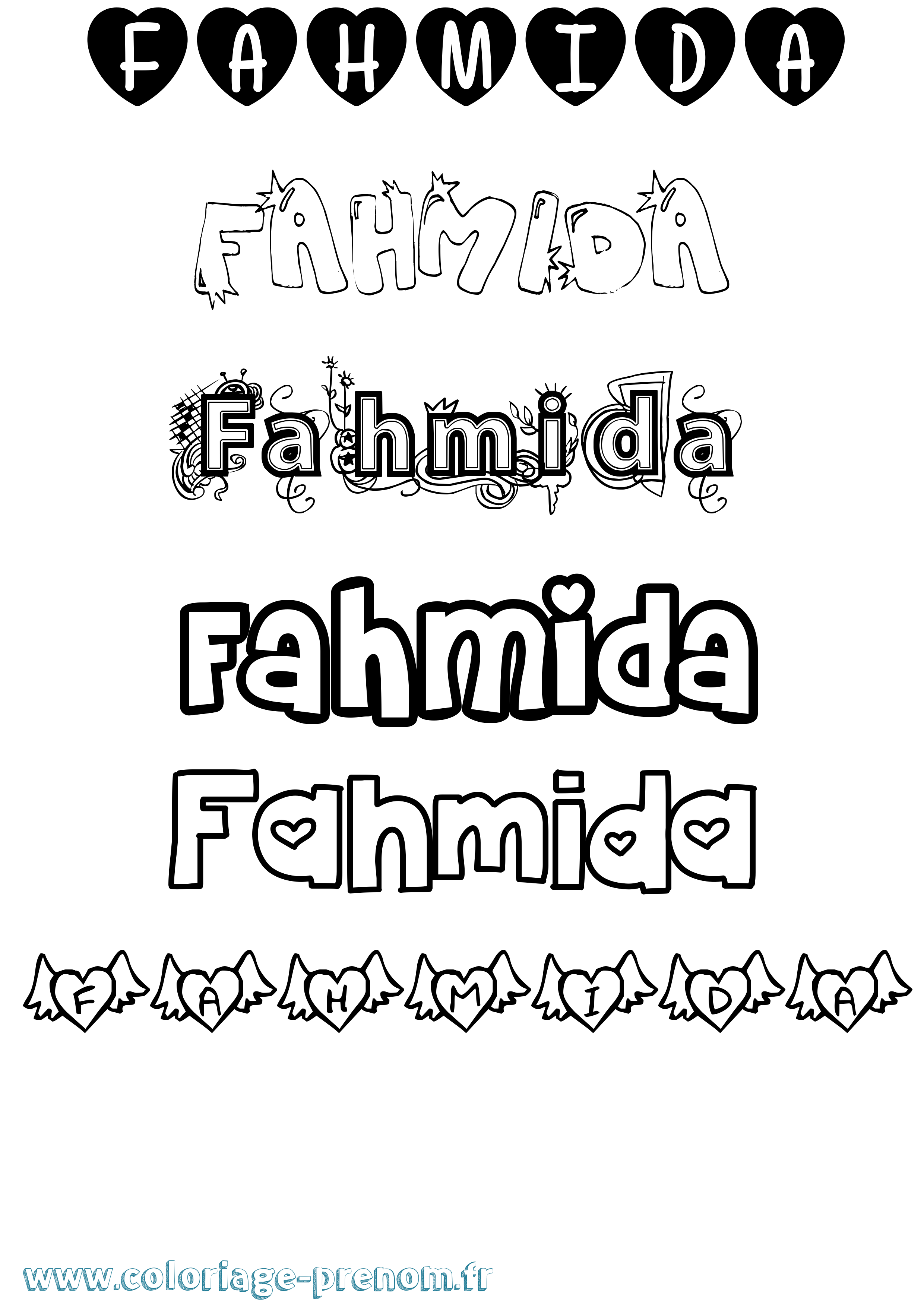 Coloriage Fahmida Girly Coloriage prénom Fahmida Girly