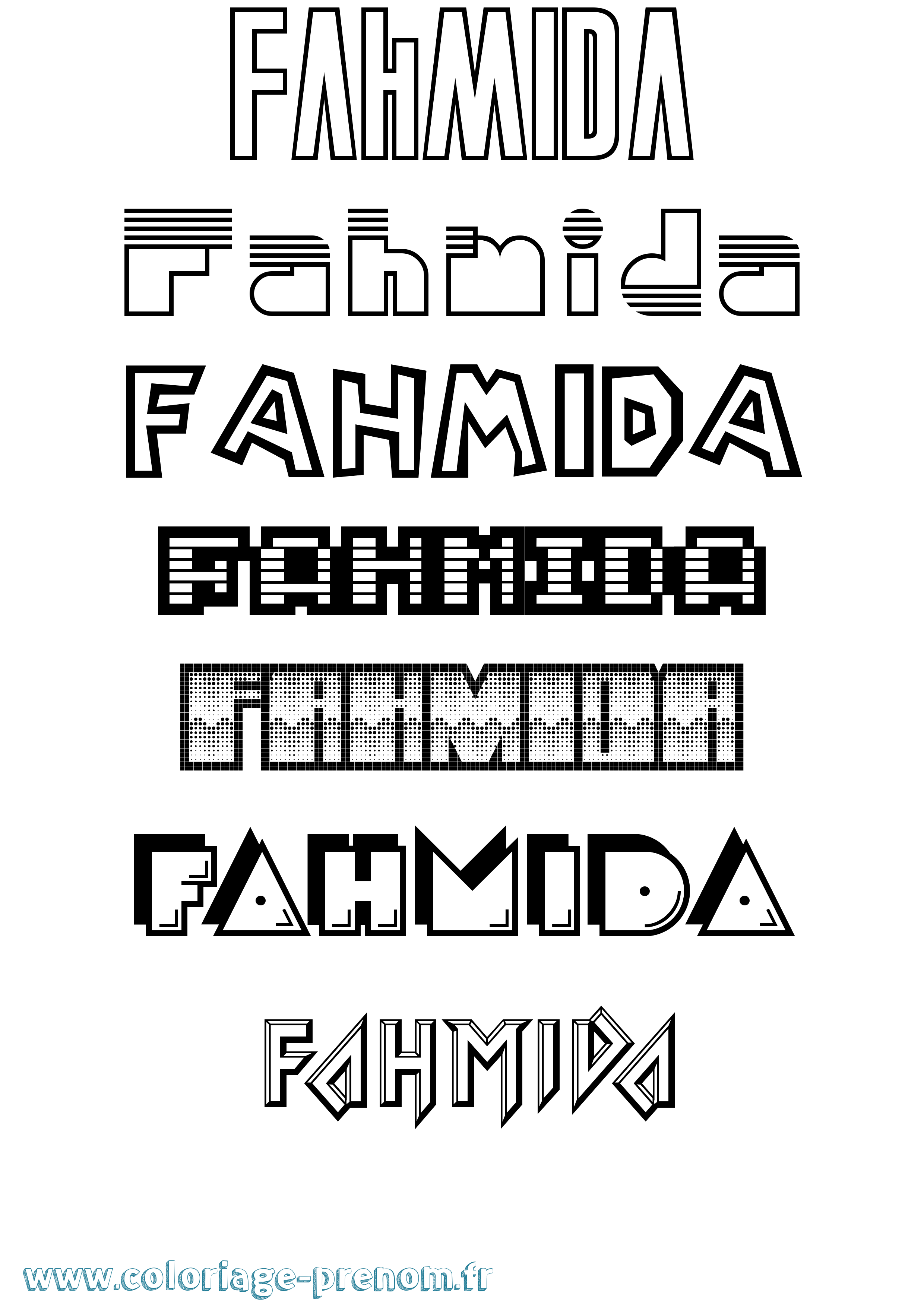 Coloriage Fahmida Jeux Vidéos Coloriage prénom Fahmida Jeux Vidéos