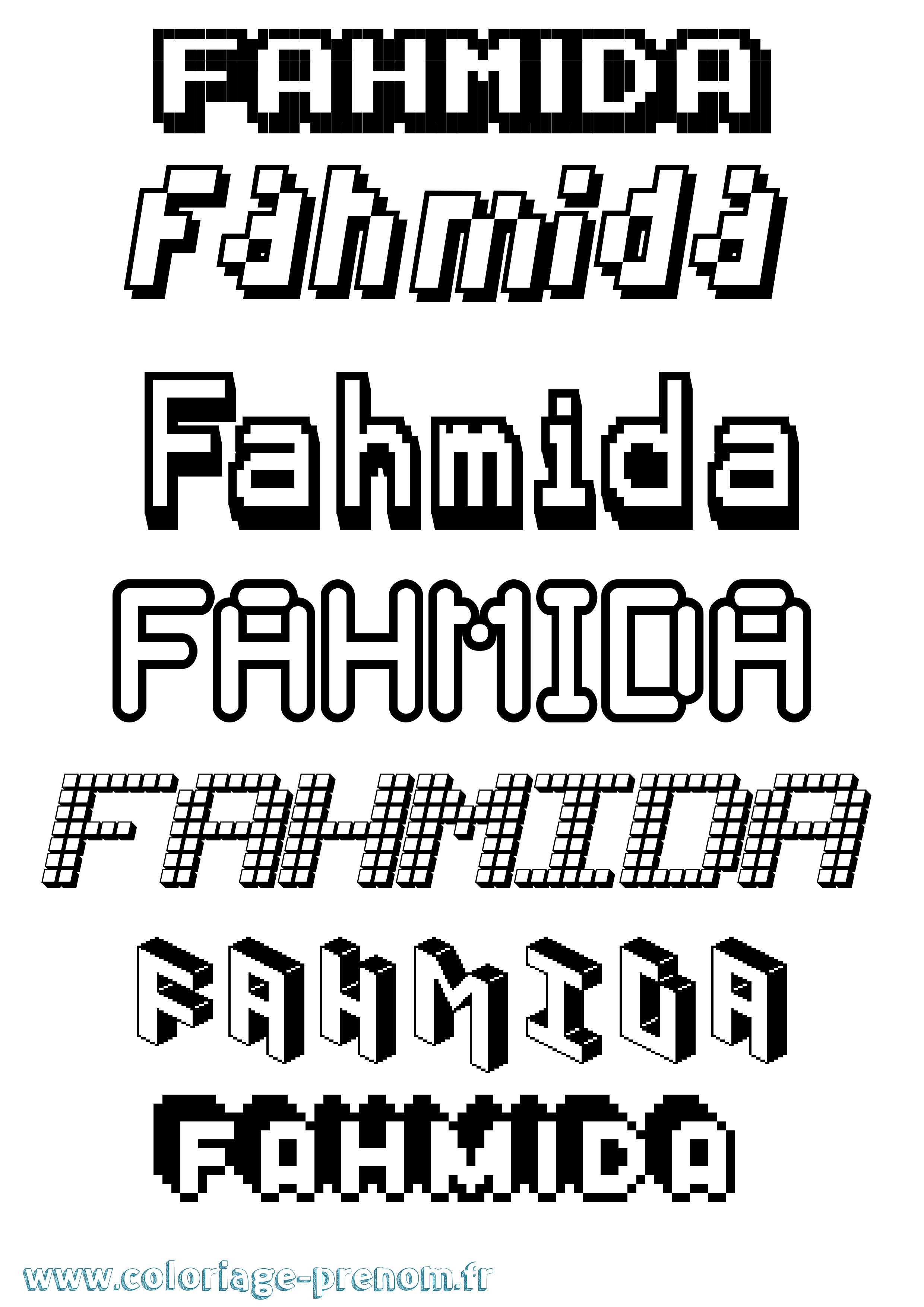 Coloriage Fahmida Pixel Coloriage prénom Fahmida Pixel