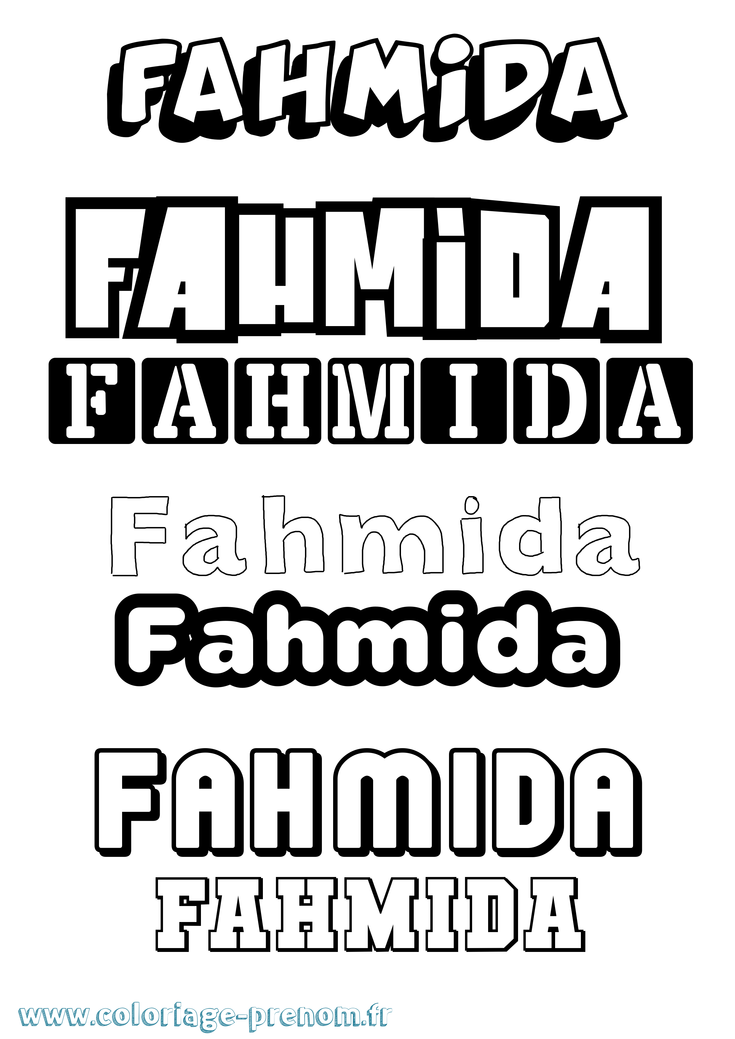 Coloriage Fahmida Simple Coloriage prénom Fahmida Simple
