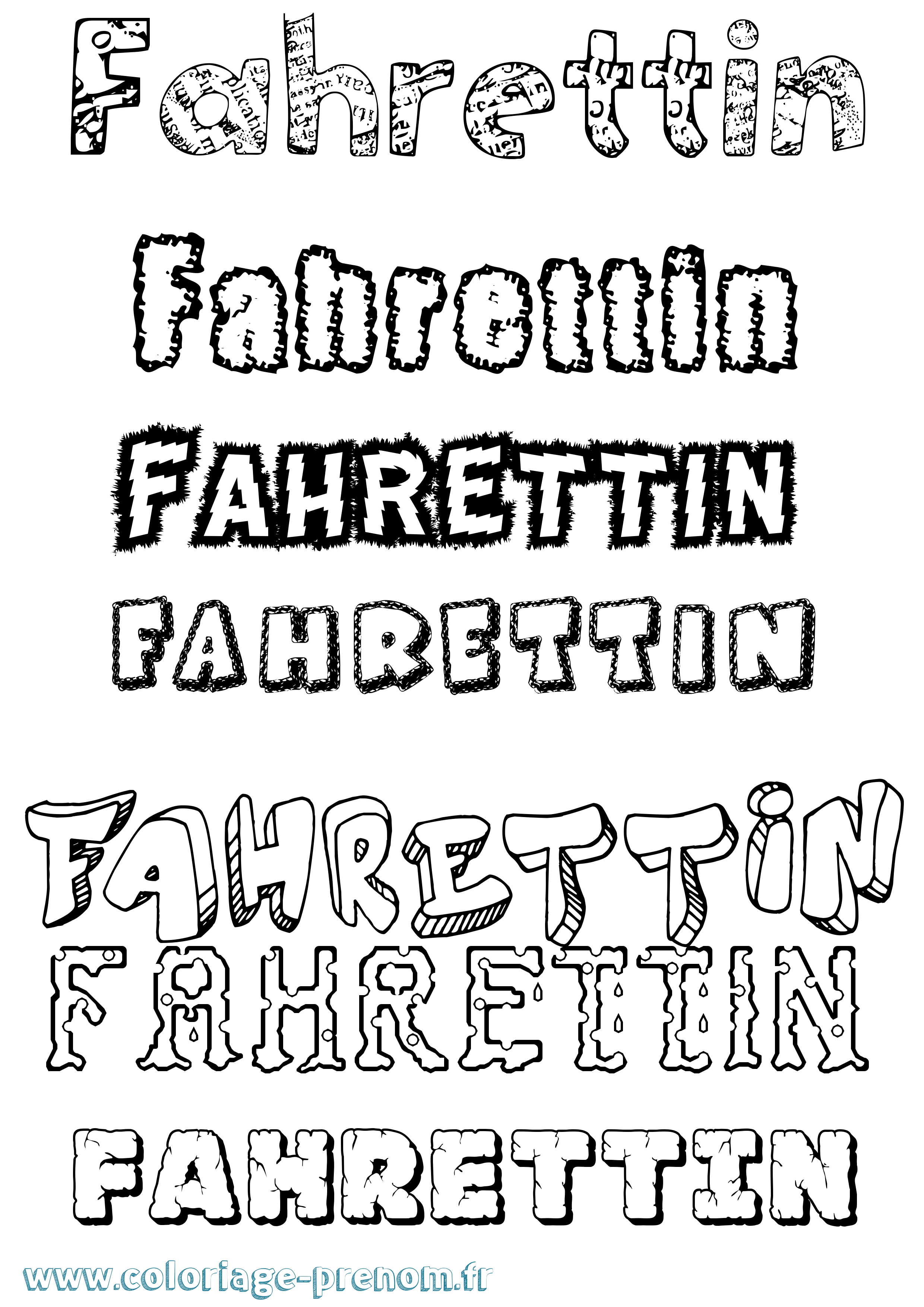 Coloriage Fahrettin Destructuré Coloriage prénom Fahrettin Destructuré