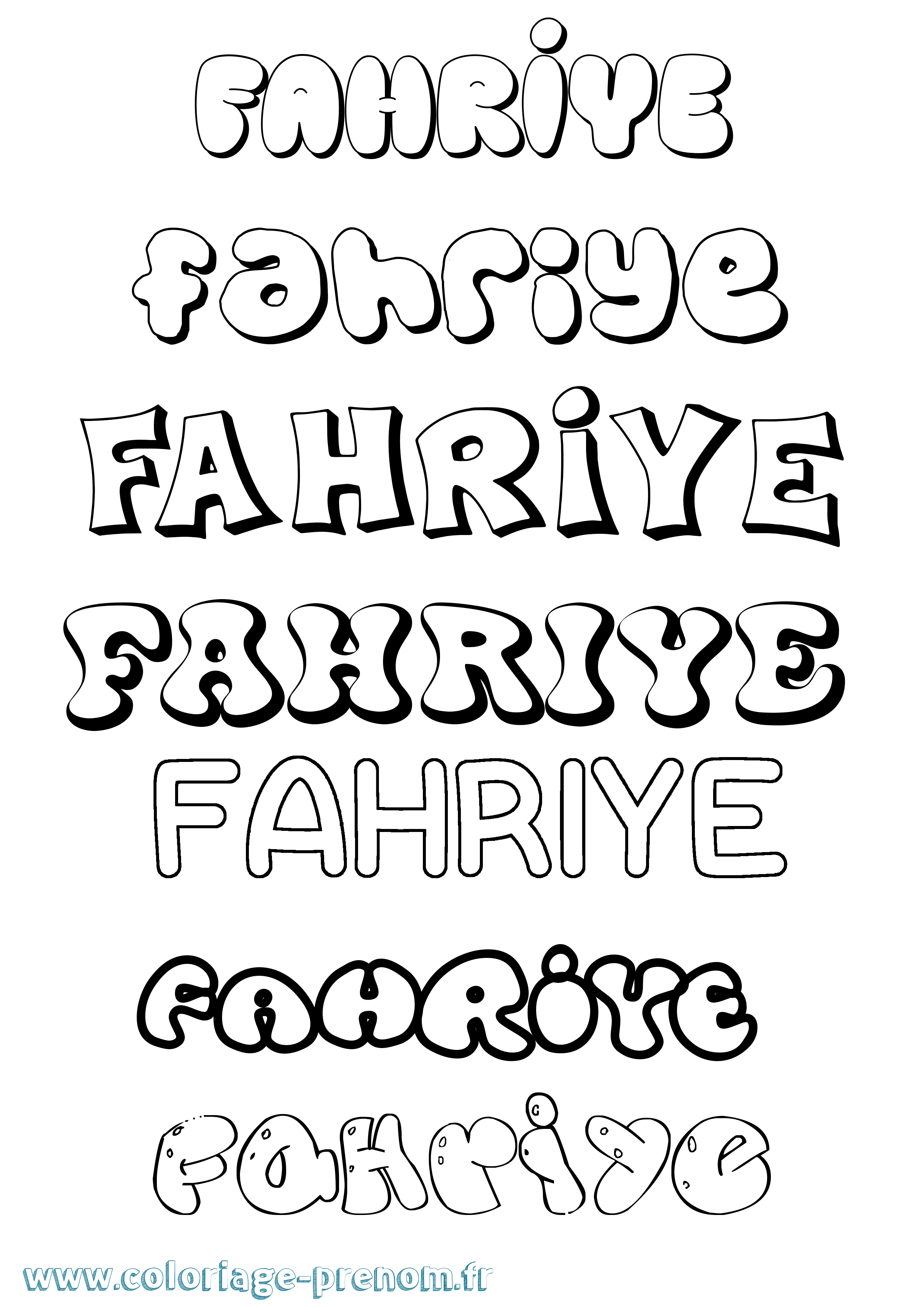 Coloriage prénom Fahriye Bubble