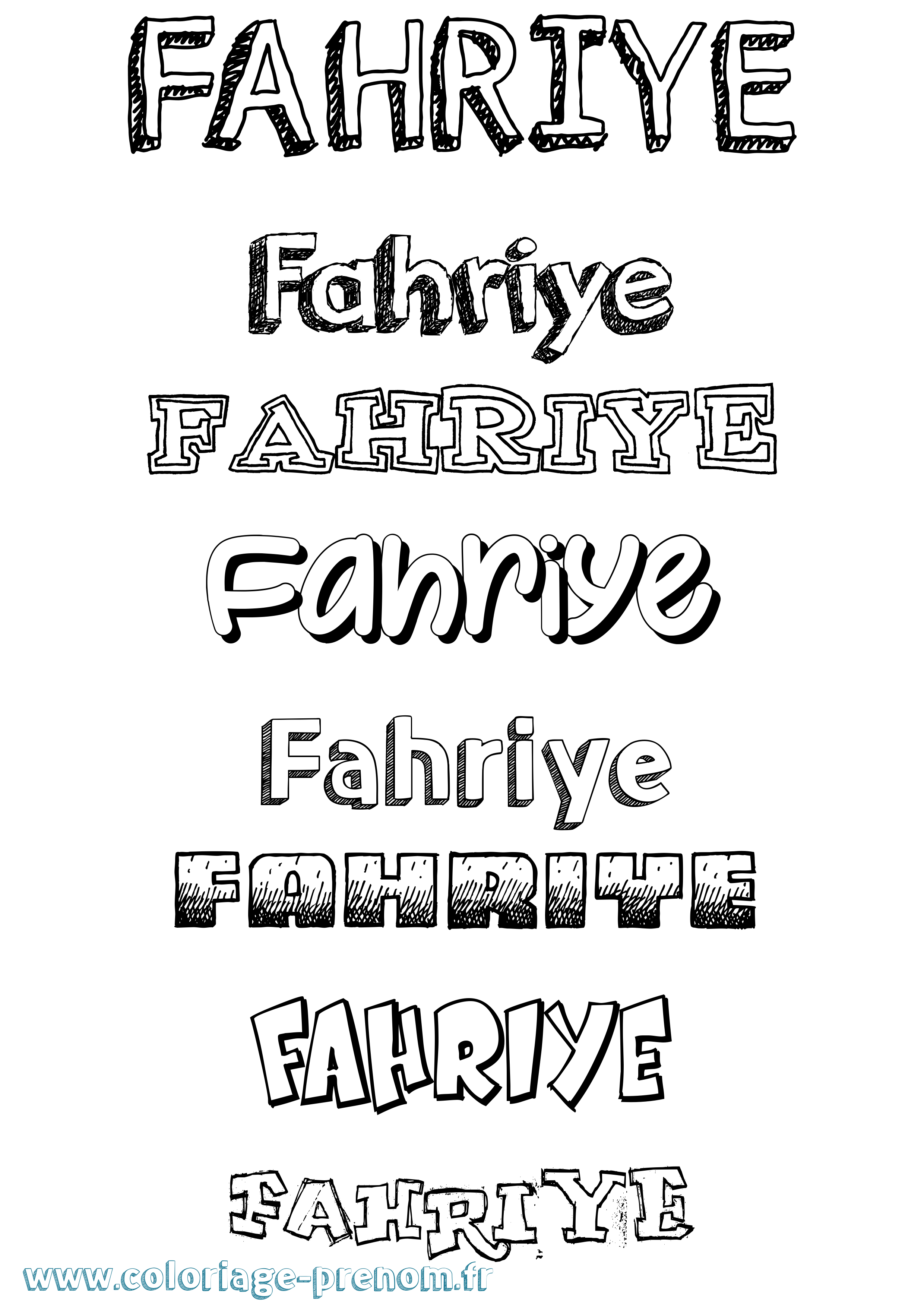 Coloriage prénom Fahriye Dessiné