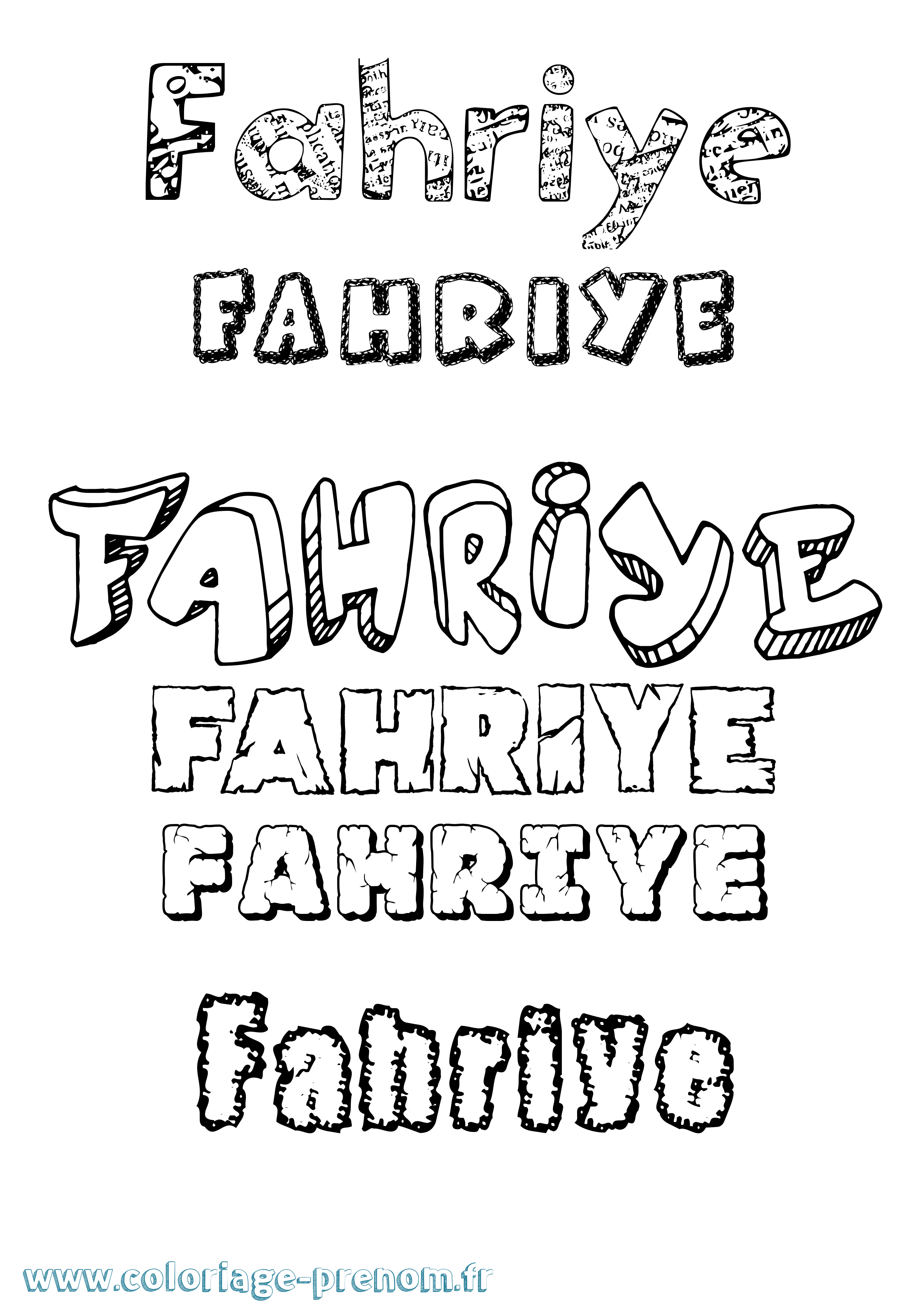 Coloriage prénom Fahriye Destructuré