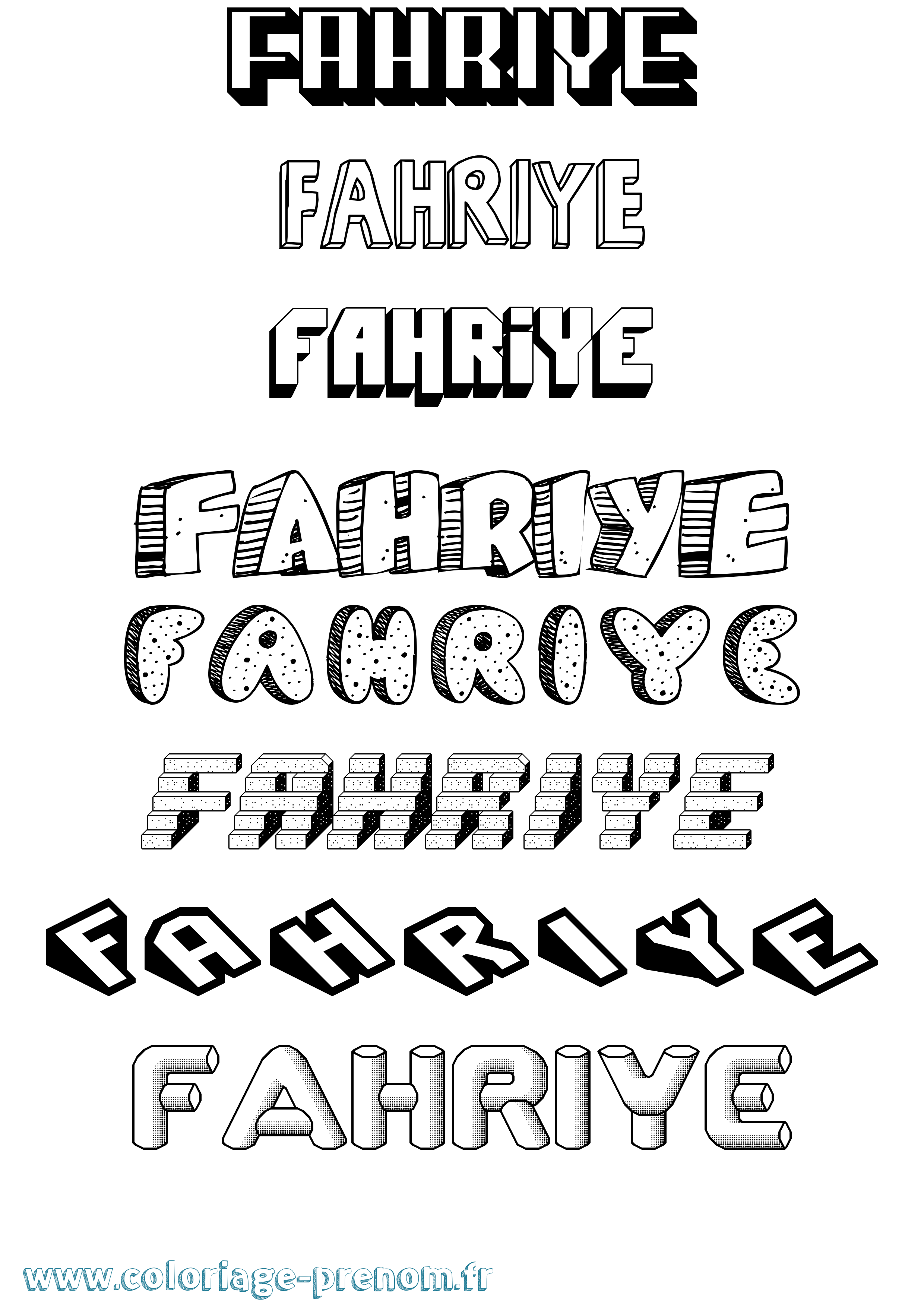 Coloriage Fahriye Effet 3D Coloriage prénom Fahriye Effet 3D