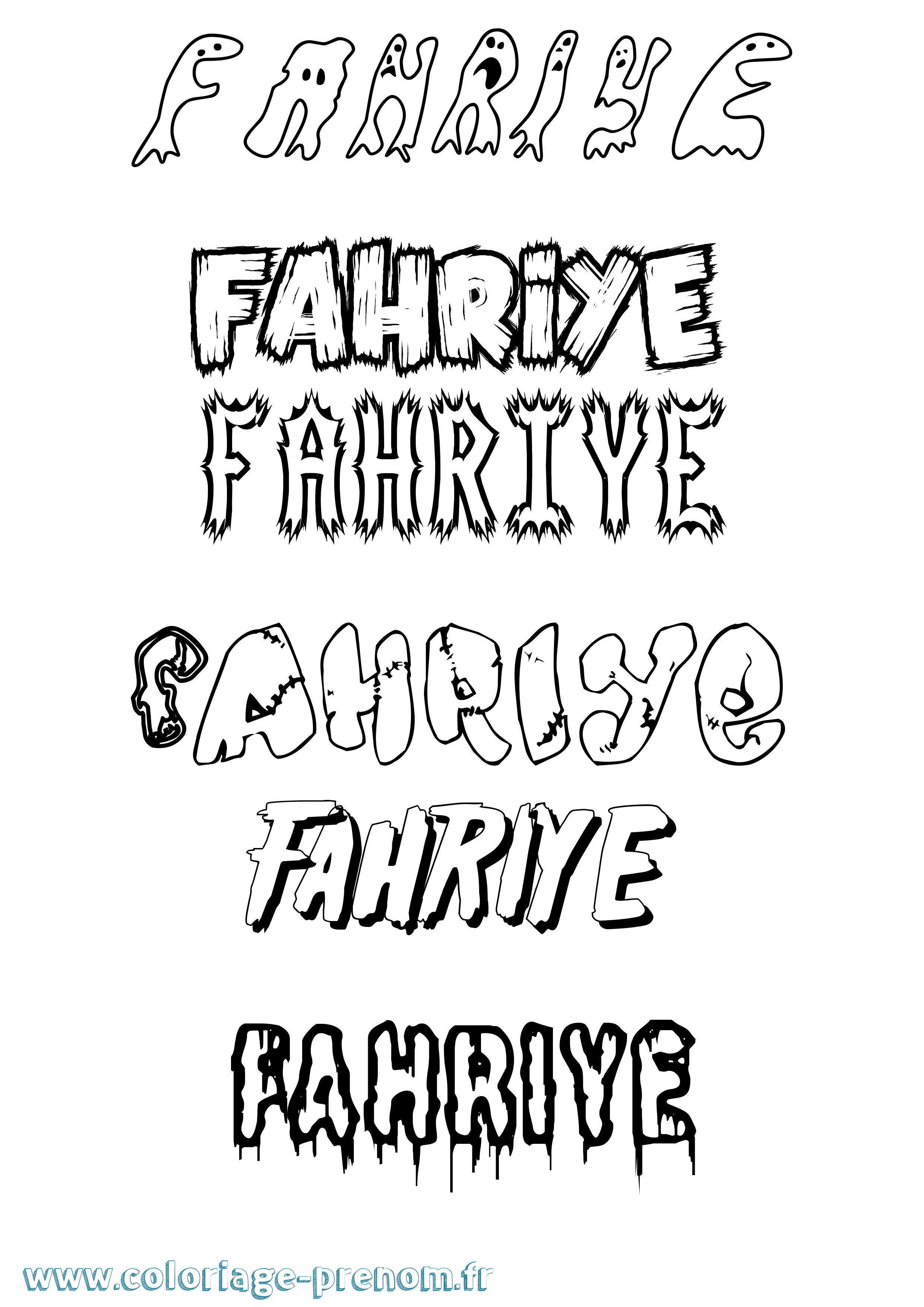 Coloriage prénom Fahriye Frisson