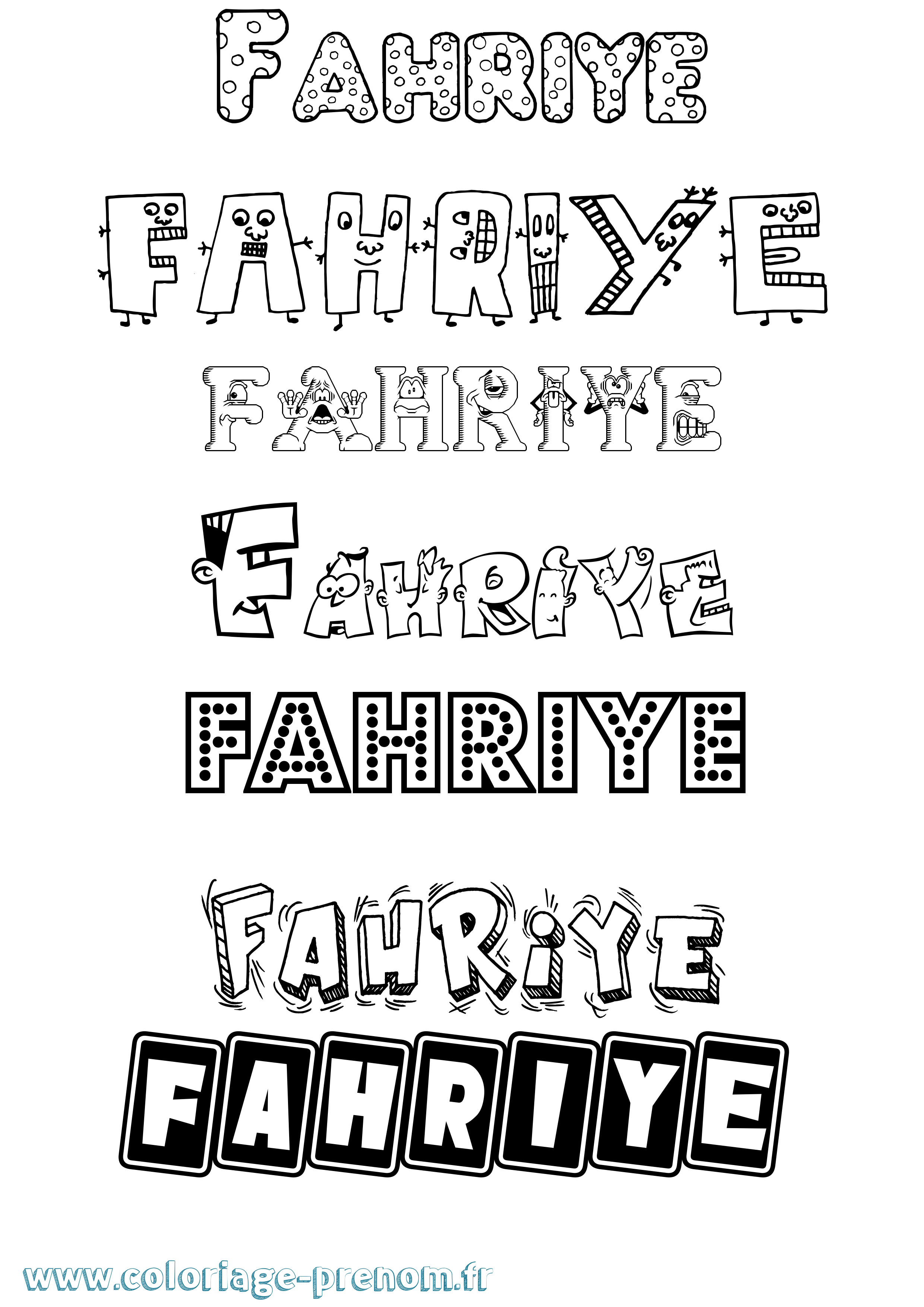 Coloriage prénom Fahriye Fun
