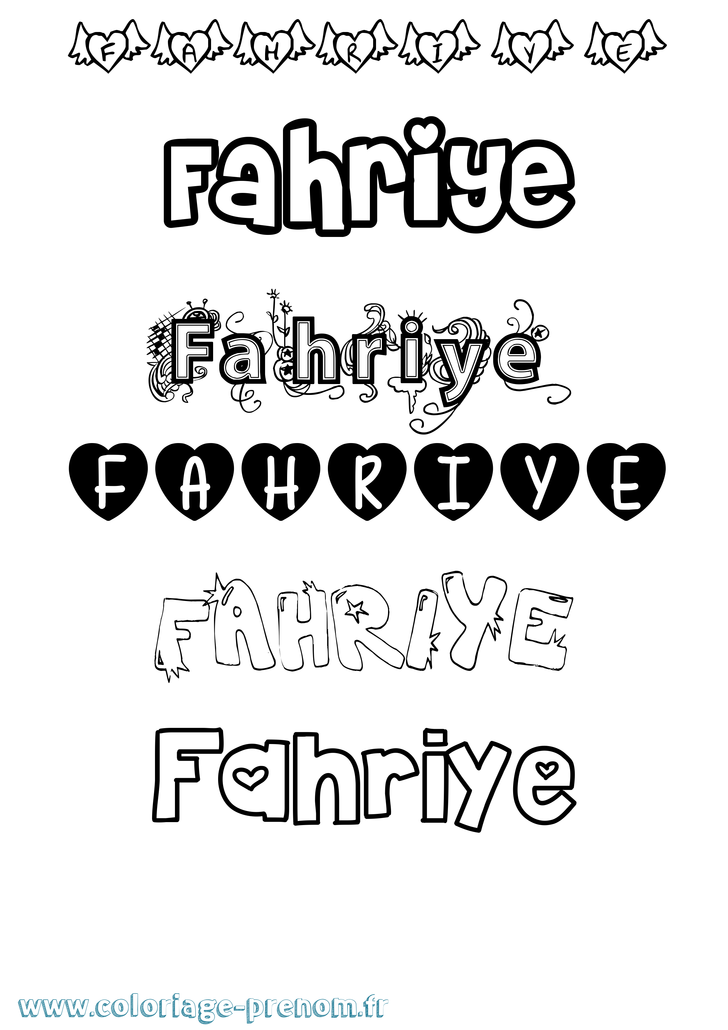 Coloriage prénom Fahriye Girly