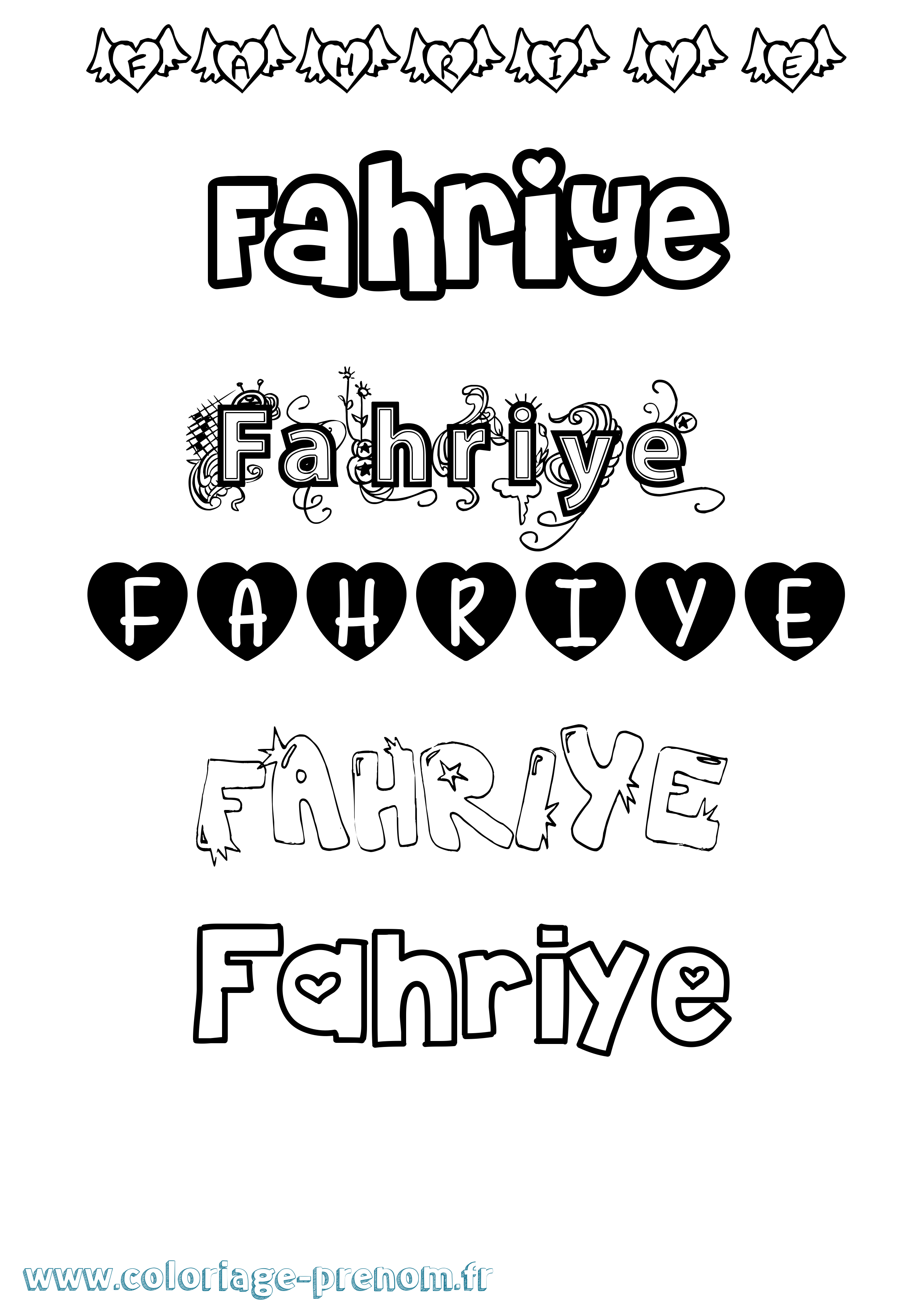 Coloriage Fahriye Girly Coloriage prénom Fahriye Girly